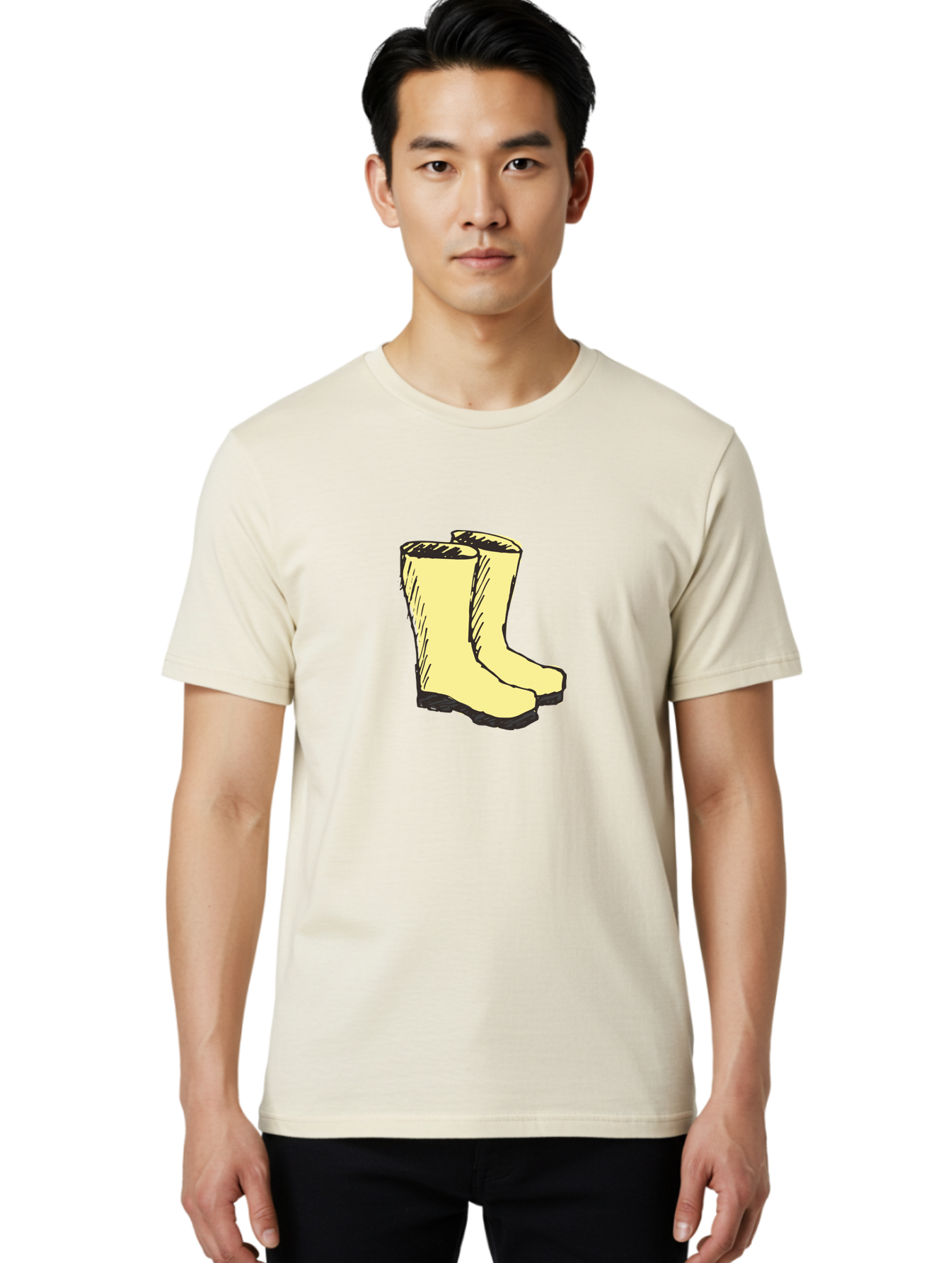 Yellow-Rain-Boots Men'S Graphic Tee, 100% Cotton, Comfortable Casual Summer Wear, Machine Washable, Yellow Rain Boots, Waterproof Footwear, Outdoor Gear, Rubber Boots, Hiking Boots, Fashion Boots, Rugged Style, Casual Wear, Outdoor Activities Aab183 26