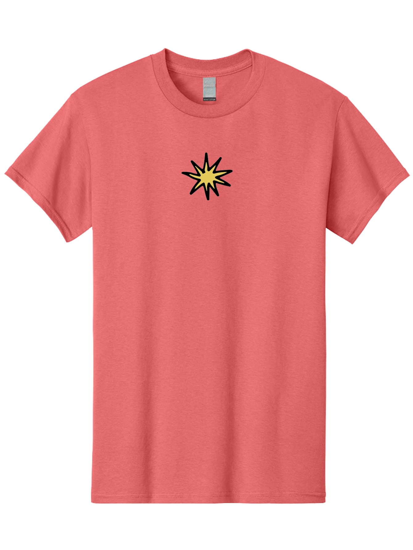 Yellow-Star Men'S Graphic Tee, 100% Cotton, Comfortable Casual Summer Wear, Machine Washable, Hand-Drawn Star, Black And Yellow, Cartoon Style, Comic Book, Illustration, Graphic Design, Bold Lines Aab187 11