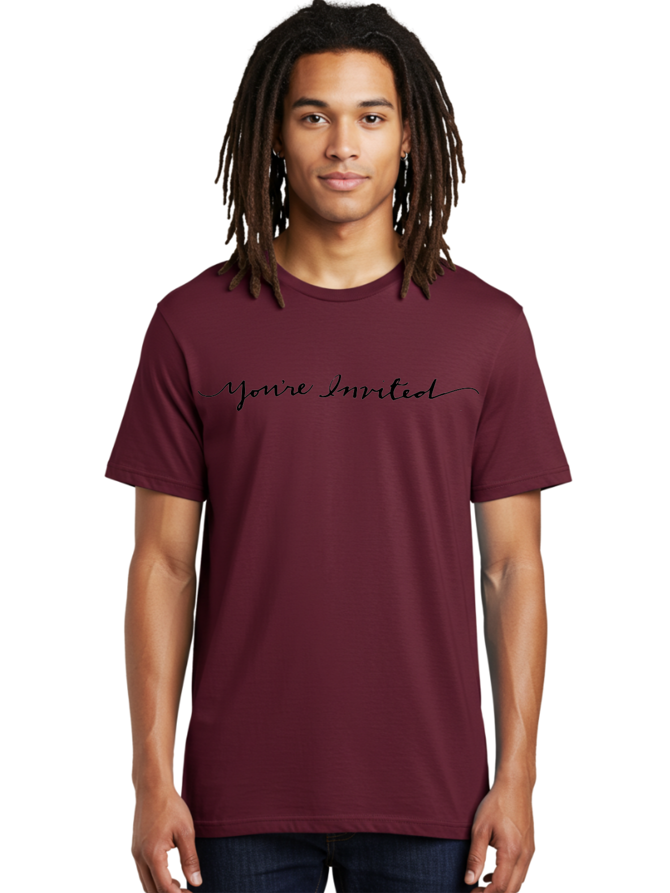 You-Re-Invited Men'S Graphic Tee, 100% Cotton, Comfortable Casual Summer Wear, Machine Washable, Party Invitation, Formal Event, Elegant Script, Black Text, Special Occasion, Invitation Card, Event Announcement, Formal Gathering, Aab189 8