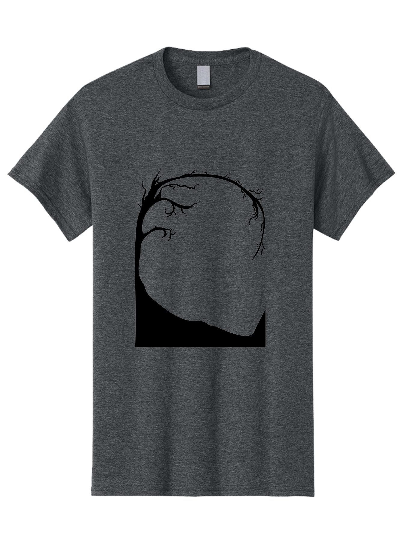 A-Tree-Silhouette Men'S Graphic Tee, 100% Cotton, Comfortable Casual Summer Wear, Machine Washable, Twisted Tree Branches, Bare Tree Silhouette, Abstract Tree Design, Minimalist Art, Black Tree On Green, Surreal Landscape, Eerie Atmosphere Aab190 17