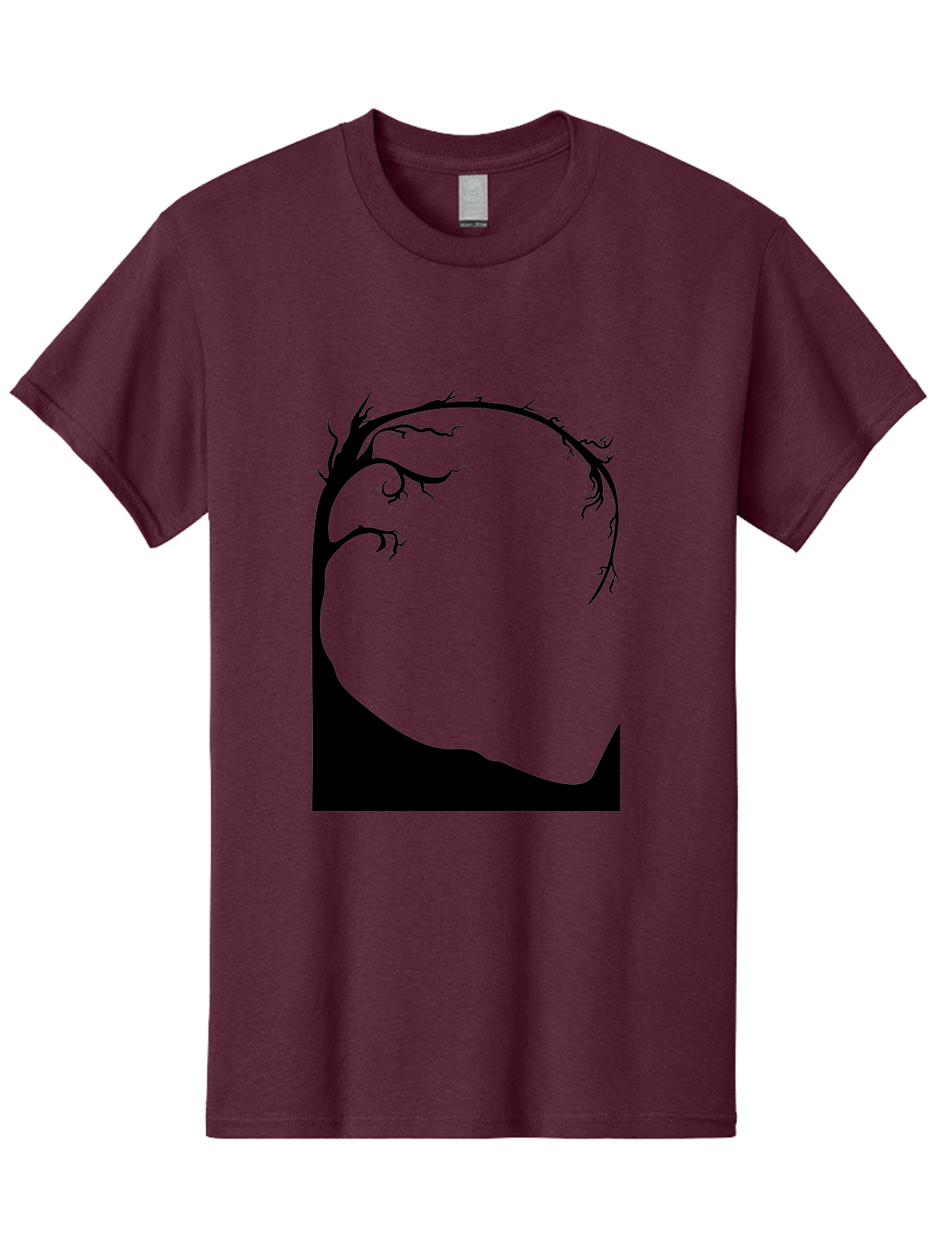 A-Tree-Silhouette Men'S Graphic Tee, 100% Cotton, Comfortable Casual Summer Wear, Machine Washable, Twisted Tree Branches, Bare Tree Silhouette, Abstract Tree Design, Minimalist Art, Black Tree On Green, Surreal Landscape, Eerie Atmosphere Aab190 29