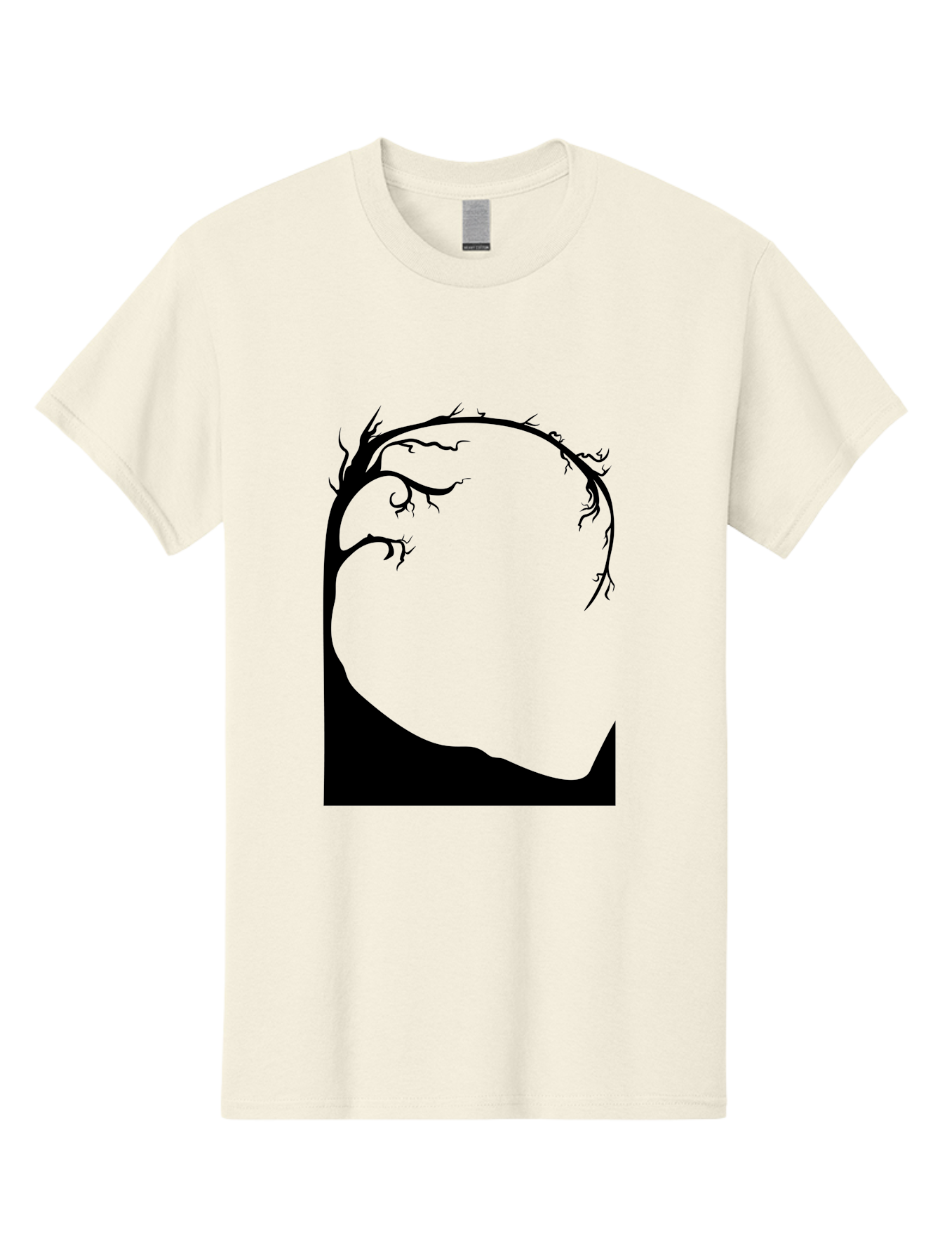A-Tree-Silhouette Men'S Graphic Tee, 100% Cotton, Comfortable Casual Summer Wear, Machine Washable, Twisted Tree Branches, Bare Tree Silhouette, Abstract Tree Design, Minimalist Art, Black Tree On Green, Surreal Landscape, Eerie Atmosphere Aab190 19