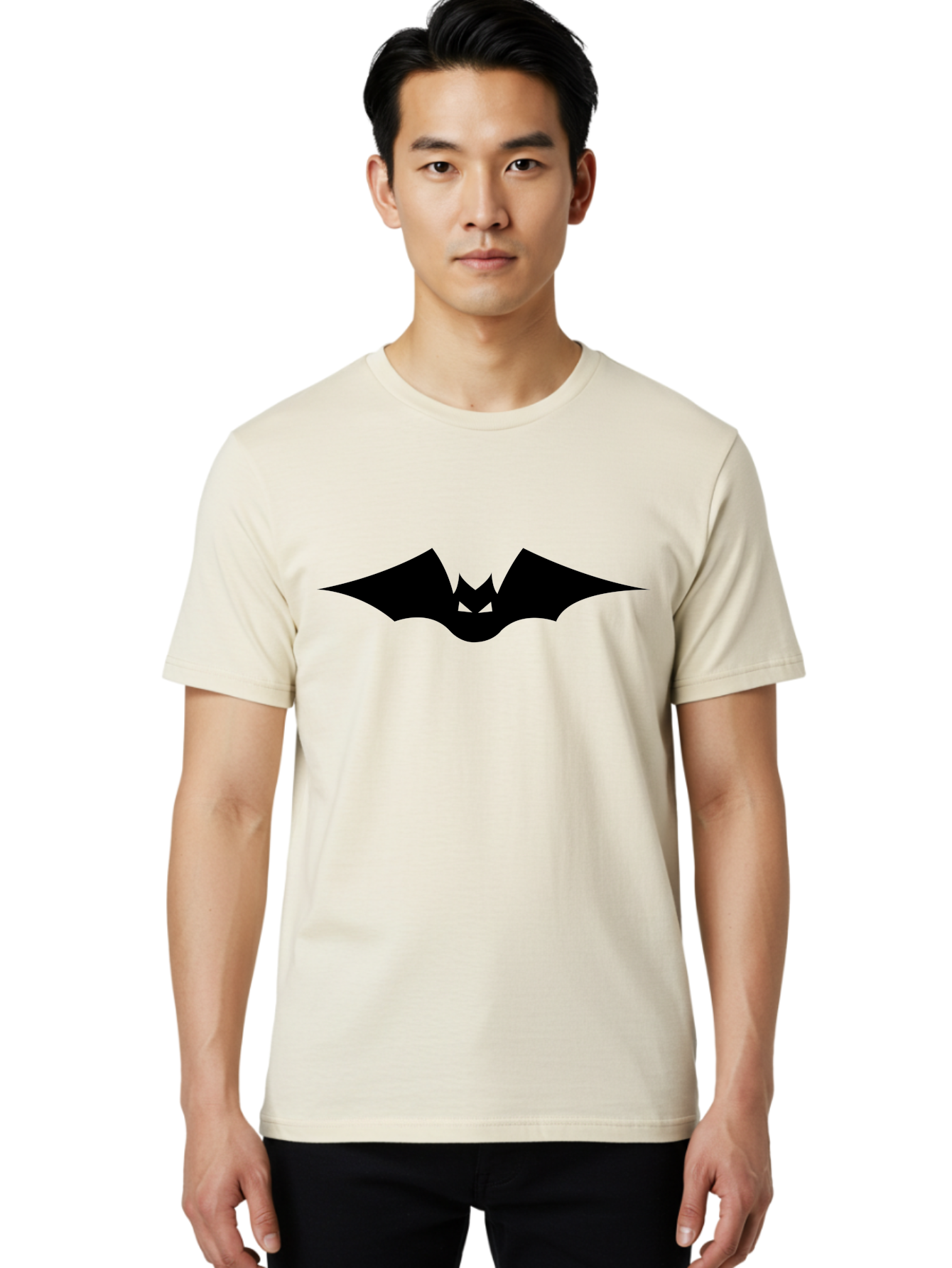 Bat-Icon Men'S Graphic Tee, 100% Cotton, Comfortable Casual Summer Wear, Machine Washable, Black Bat Silhouette, Flying Bat, Bat Wings, Spooky Atmosphere, Halloween Symbol, Gothic Icon, Mysterious Creature Aab191 6
