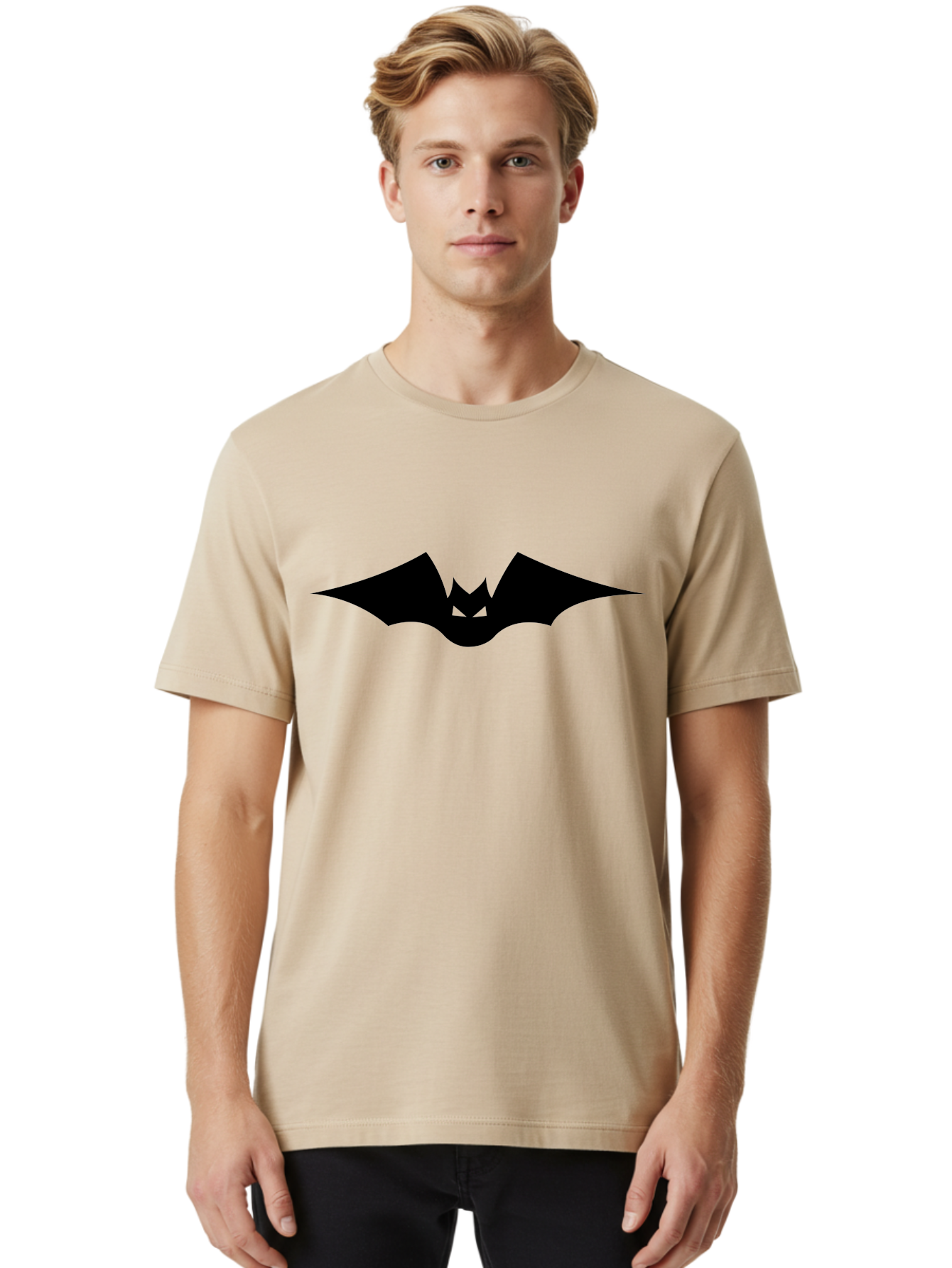 Bat-Icon Men'S Graphic Tee, 100% Cotton, Comfortable Casual Summer Wear, Machine Washable, Black Bat Silhouette, Flying Bat, Bat Wings, Spooky Atmosphere, Halloween Symbol, Gothic Icon, Mysterious Creature Aab191 16
