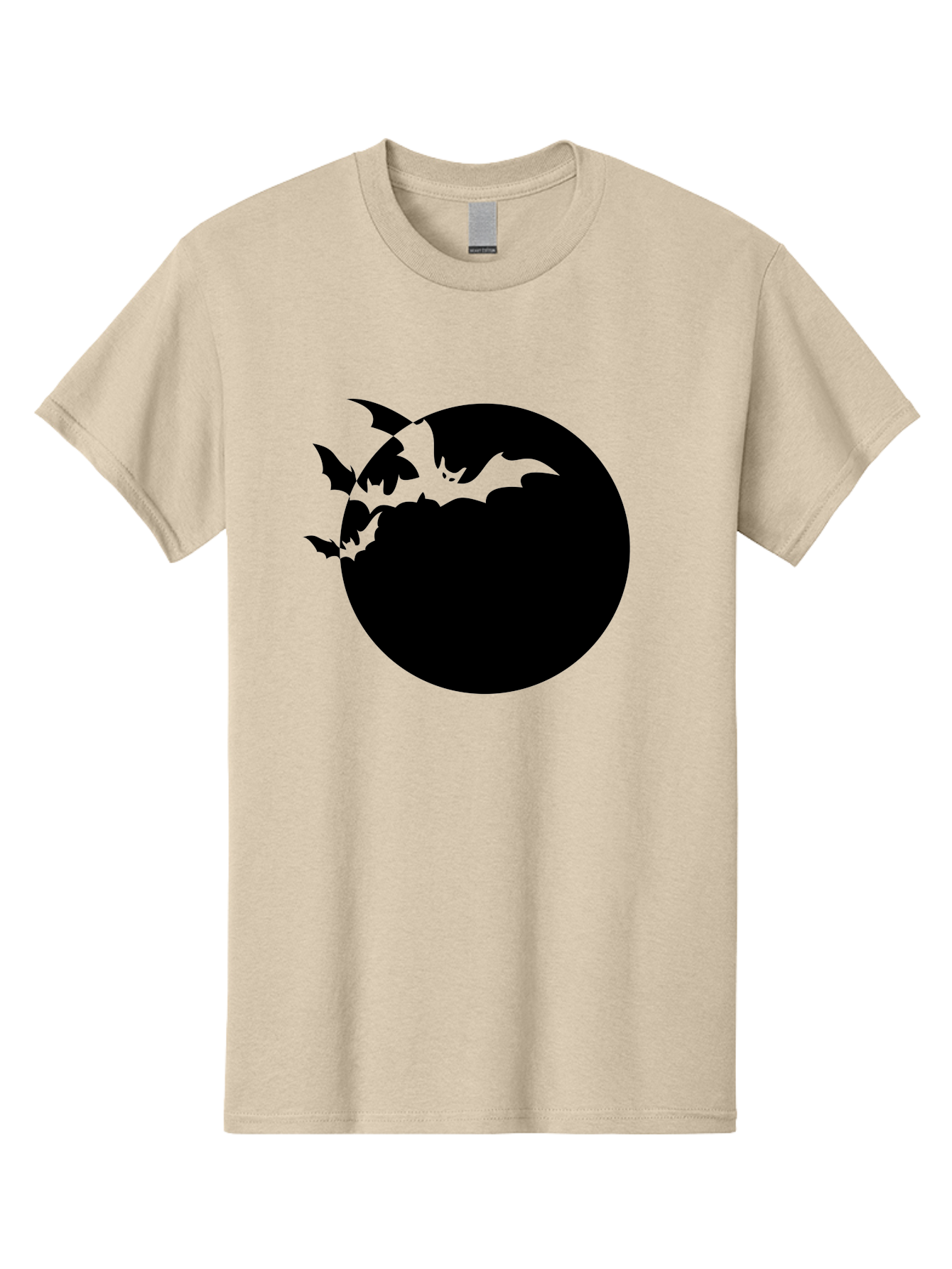 Bats-Flying-Around-Moon Men'S Graphic Tee, 100% Cotton, Comfortable Casual Summer Wear, Machine Washable, Black Bats, Flying Creatures, Dark Silhouettes, Spooky Atmosphere, Halloween Theme, Mystical Night, Winged Animals, Eerie Ambiance Aab195 5