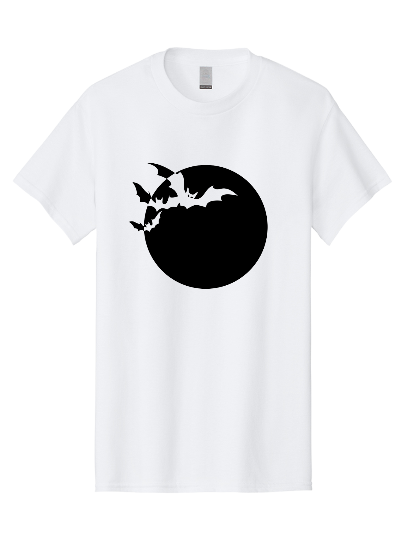 Bats-Flying-Around-Moon Men'S Graphic Tee, 100% Cotton, Comfortable Casual Summer Wear, Machine Washable, Black Bats, Flying Creatures, Dark Silhouettes, Spooky Atmosphere, Halloween Theme, Mystical Night, Winged Animals, Eerie Ambiance Aab195 27
