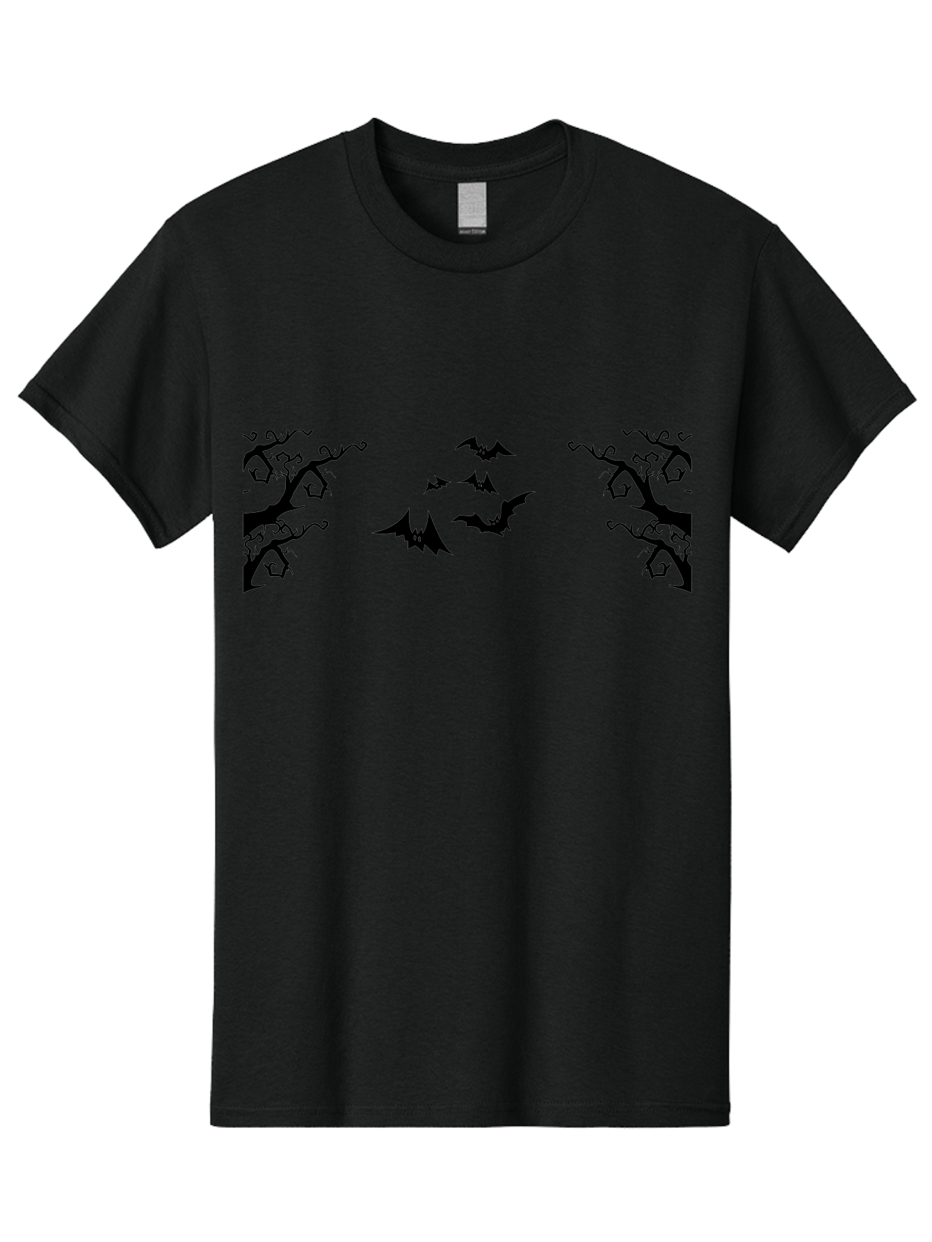 Bats-Flying-Between-Trees Men'S Graphic Tee, 100% Cotton, Comfortable Casual Summer Wear, Machine Washable, Halloween Bats, Flying Bats, Spooky Trees, Twisted Branches, Gothic Atmosphere, Dark Silhouettes, Haunted Woods, Flying Creatures Aab196 21