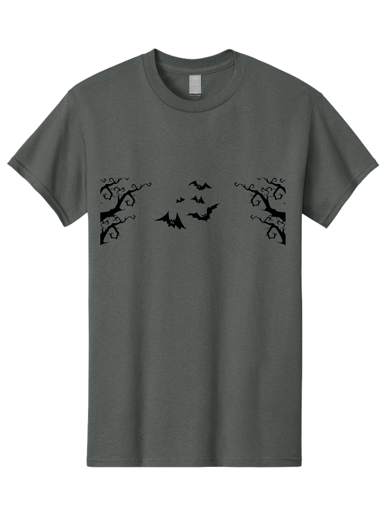 Bats-Flying-Between-Trees Men'S Graphic Tee, 100% Cotton, Comfortable Casual Summer Wear, Machine Washable, Halloween Bats, Flying Bats, Spooky Trees, Twisted Branches, Gothic Atmosphere, Dark Silhouettes, Haunted Woods, Flying Creatures Aab196 25