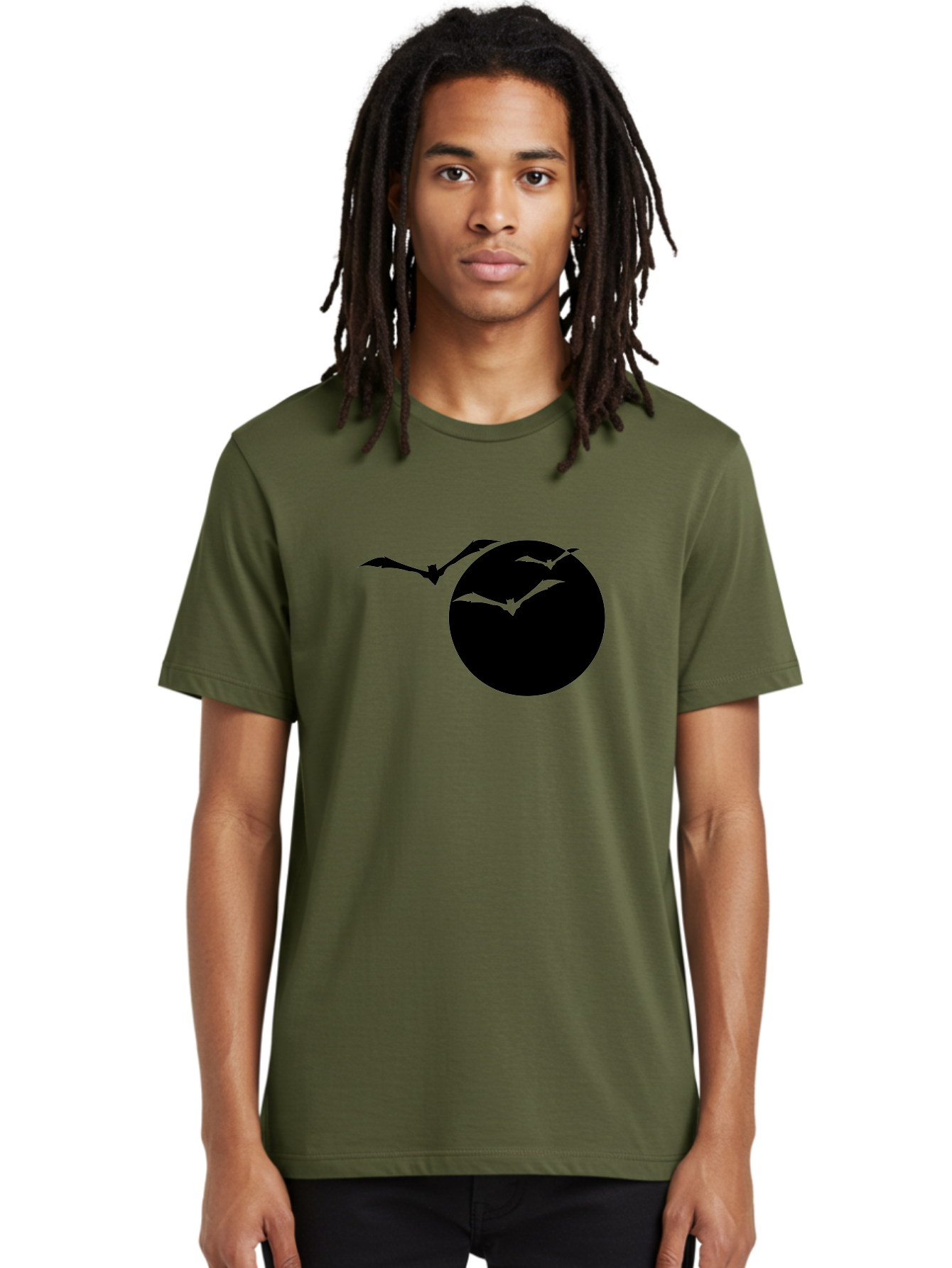 Bats-Flying Men'S Graphic Tee, 100% Cotton, Comfortable Casual Summer Wear, Machine Washable, Bats Flying Around The Moon, Spooky Atmosphere, Halloween Theme, Nighttime Scene, Mysterious Ambiance, Bats In Flight, Lunar Background, Aab197 26