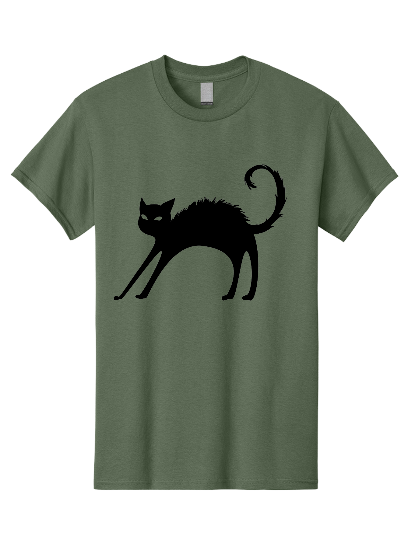 Black-Cat-Silhouette-1 Men'S Graphic Tee, 100% Cotton, Comfortable Casual Summer Wear, Machine Washable, Black Cat Silhouette, Spooky Cat, Halloween Symbol, Mysterious Animal, Glowing Eyes, Feline Silhouette, Mystical Creature, Aab202 1