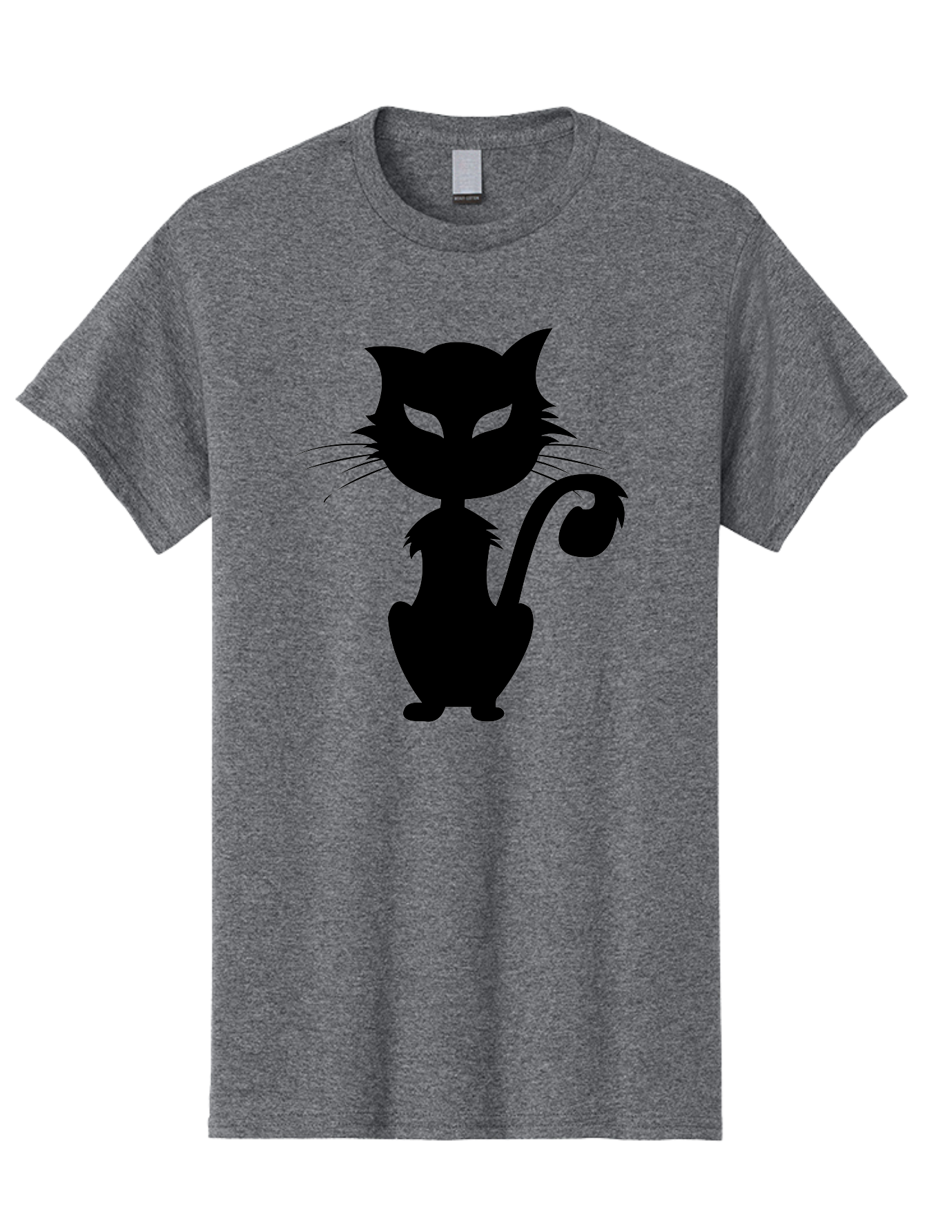 Black-Cat-Silhouette-2 Men'S Graphic Tee, 100% Cotton, Comfortable Casual Summer Wear, Machine Washable, Black Cat, Cat Silhouette, Feline Figure, Glowing Green Eyes, Mystical Cat, Cat Graphic, Spooky Cat, Mysterious Animal, Halloween Icon Aab203 27