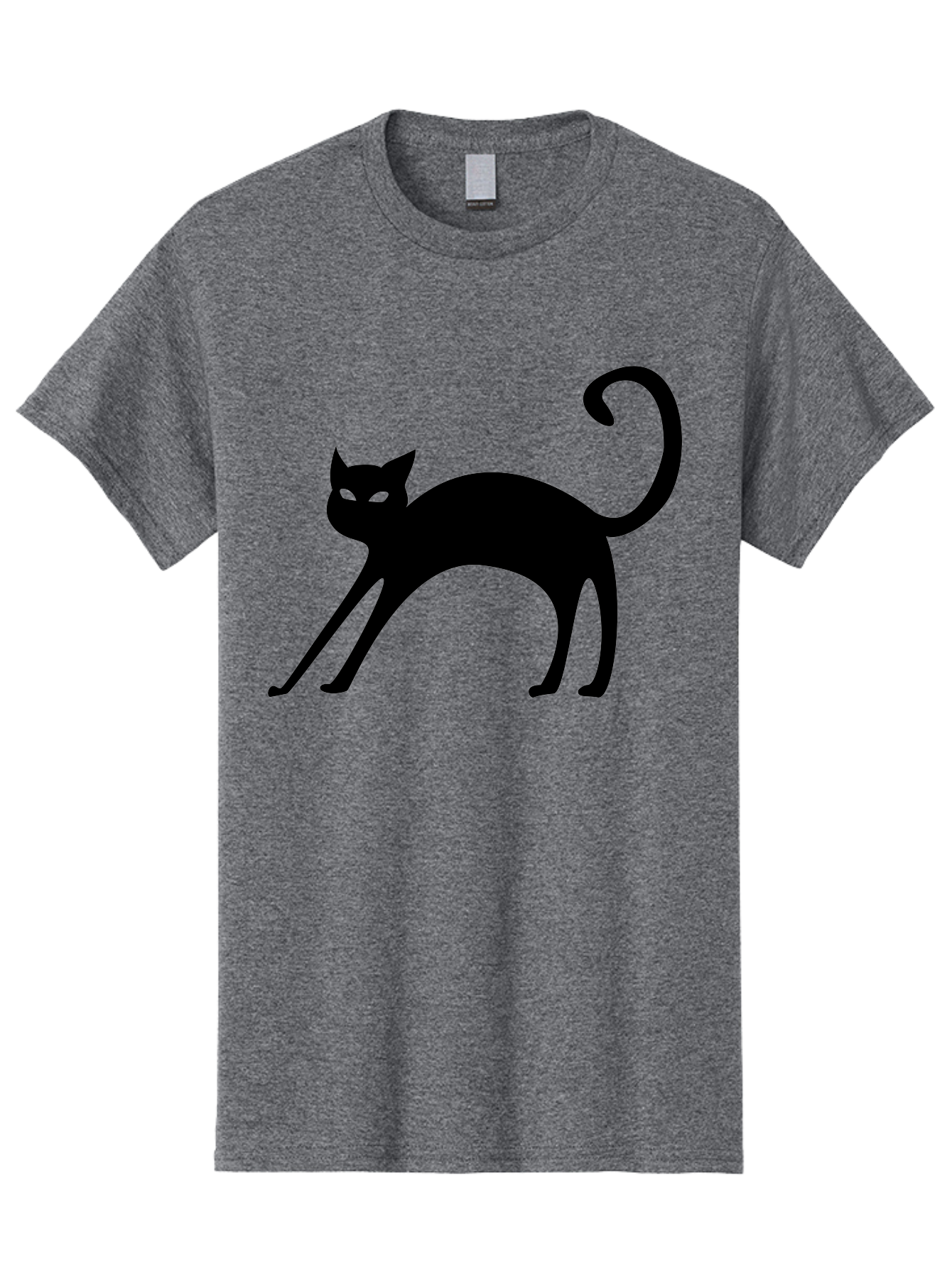 Black-Cat-Silhouette Men'S Graphic Tee, 100% Cotton, Comfortable Casual Summer Wear, Machine Washable, Black Cat Silhouette, Mysterious Eyes, Glowing Green Eyes, Feline Figure, Spooky Atmosphere, Halloween Icon, Cat Illustration, Aab204 23