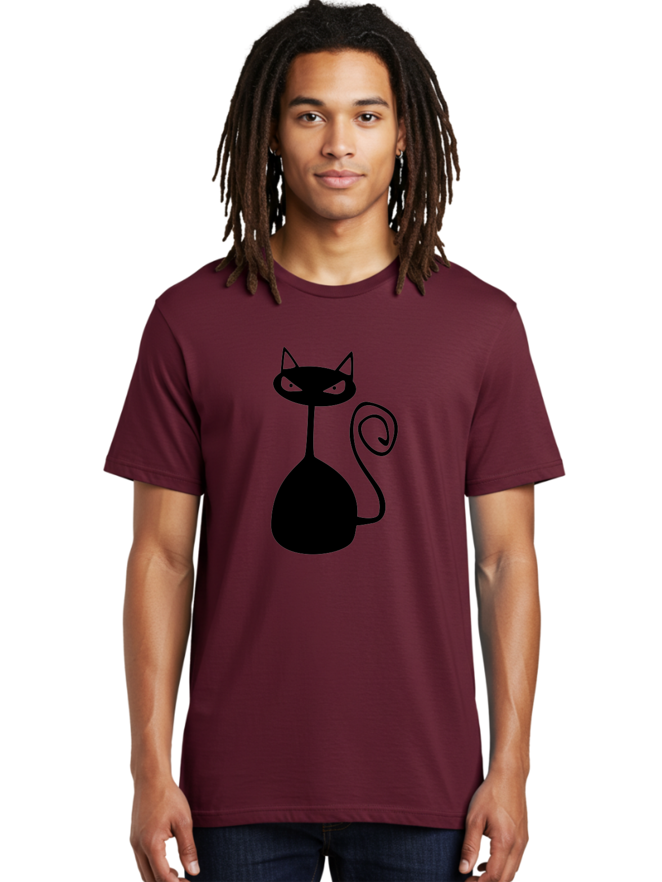 Black-Cat Men'S Graphic Tee, 100% Cotton, Comfortable Casual Summer Wear, Machine Washable, Black Cat Silhouette, Evil Cat, Green Eyes, Cartoon Style, Minimalist Design, Simple Shapes, Whimsical Art, Feline Illustration, Spooky Cat, Aab205 16