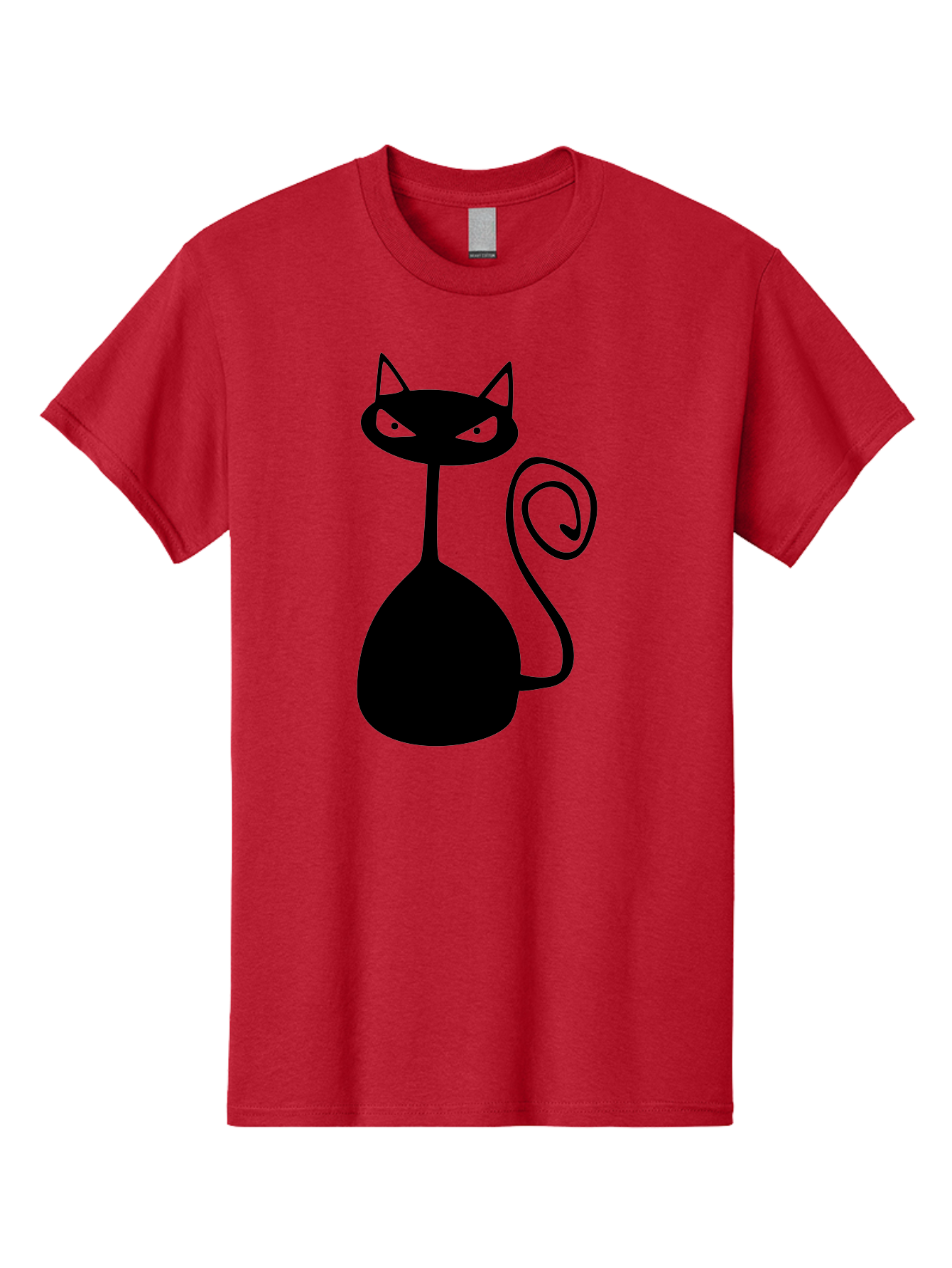 Black-Cat Men'S Graphic Tee, 100% Cotton, Comfortable Casual Summer Wear, Machine Washable, Black Cat Silhouette, Evil Cat, Green Eyes, Cartoon Style, Minimalist Design, Simple Shapes, Whimsical Art, Feline Illustration, Spooky Cat, Aab205 13