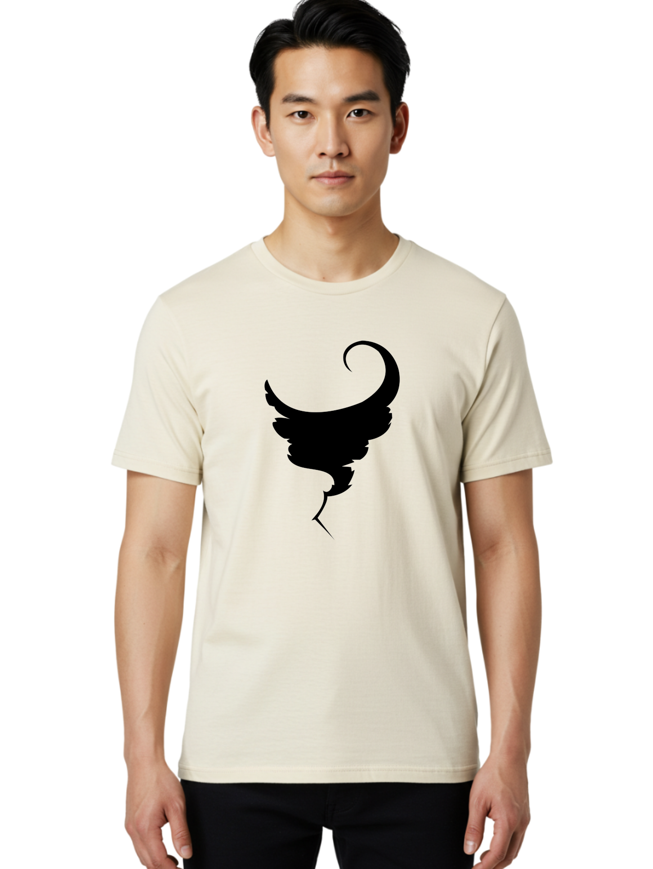 Black-Feather-Silhouette Men'S Graphic Tee, 100% Cotton, Comfortable Casual Summer Wear, Machine Washable, Feather Icon, Black Silhouette, Majestic Wing, Elegant Design, Symbolic Imagery, Minimalist Art, Stylized Feather, Modern Graphic Aab206 18