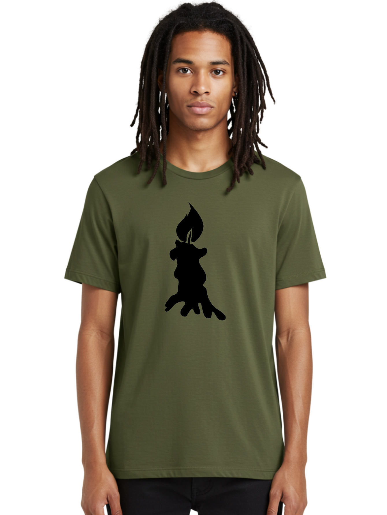 Candle-Silhouette Men'S Graphic Tee, 100% Cotton, Comfortable Casual Summer Wear, Machine Washable, Candle Silhouette, Wax Drips, Flame Icon, Minimalist Design, Simple Graphics, Candlelight Ambiance, Soothing Atmosphere, Warm Glow Aab207 16