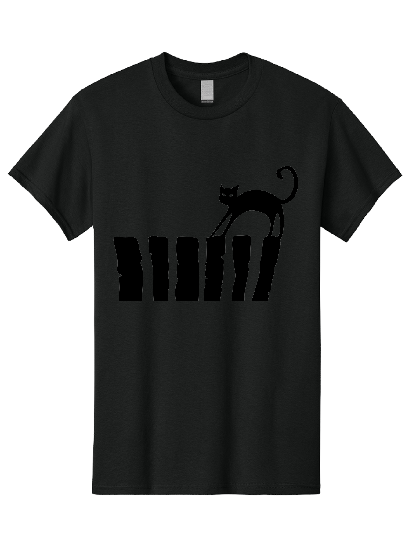 Cat-On-Fence Men'S Graphic Tee, 100% Cotton, Comfortable Casual Summer Wear, Machine Washable, Black Cat Silhouette, Feline Graphics, Cat On Fence, Whimsical Design, Minimalist Art, Cat Illustration, Modern Cat Graphic Aab208 13