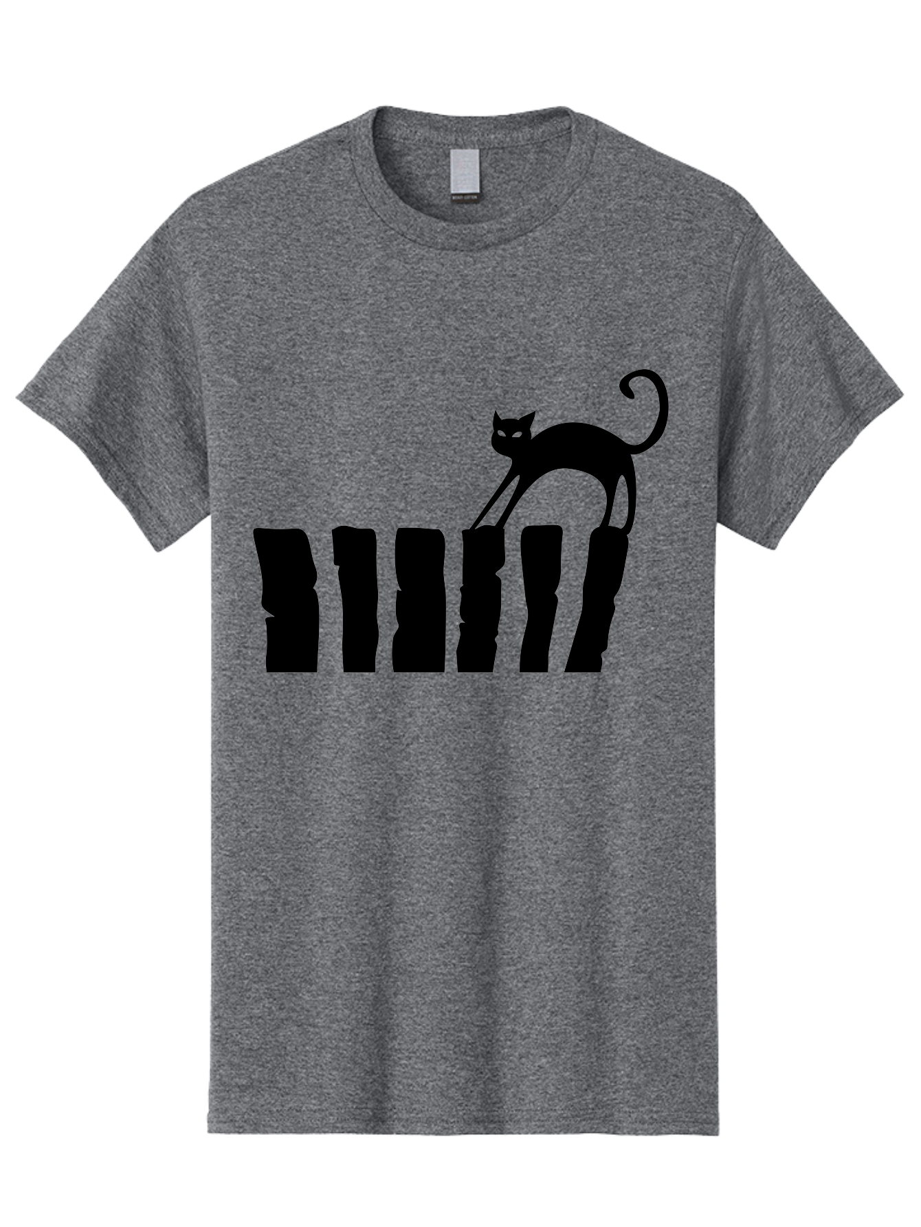 Cat-On-Fence Men'S Graphic Tee, 100% Cotton, Comfortable Casual Summer Wear, Machine Washable, Black Cat Silhouette, Feline Graphics, Cat On Fence, Whimsical Design, Minimalist Art, Cat Illustration, Modern Cat Graphic Aab208 27