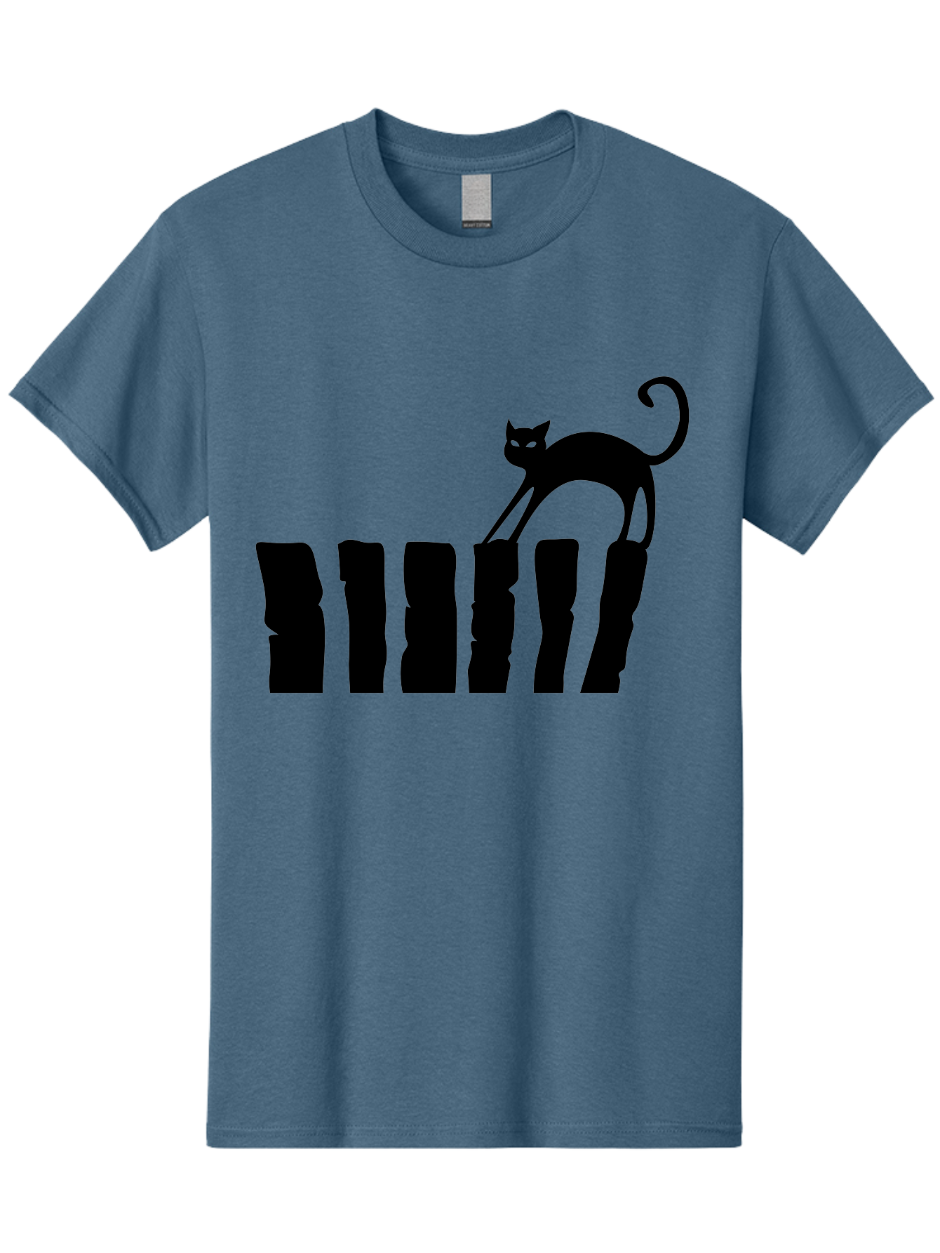Cat-On-Fence Men'S Graphic Tee, 100% Cotton, Comfortable Casual Summer Wear, Machine Washable, Black Cat Silhouette, Feline Graphics, Cat On Fence, Whimsical Design, Minimalist Art, Cat Illustration, Modern Cat Graphic Aab208 7