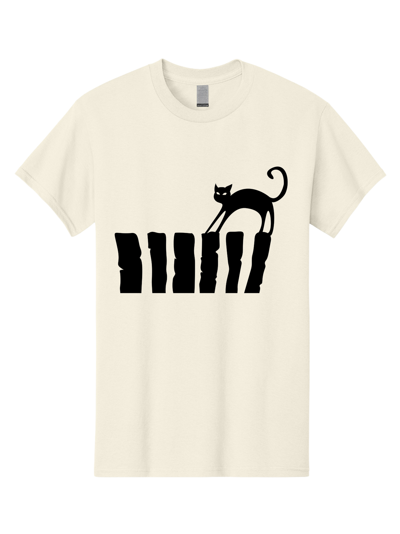 Cat-On-Fence Men'S Graphic Tee, 100% Cotton, Comfortable Casual Summer Wear, Machine Washable, Black Cat Silhouette, Feline Graphics, Cat On Fence, Whimsical Design, Minimalist Art, Cat Illustration, Modern Cat Graphic Aab208 15