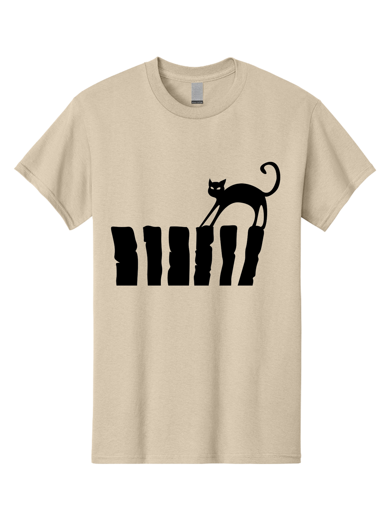 Cat-On-Fence Men'S Graphic Tee, 100% Cotton, Comfortable Casual Summer Wear, Machine Washable, Black Cat Silhouette, Feline Graphics, Cat On Fence, Whimsical Design, Minimalist Art, Cat Illustration, Modern Cat Graphic Aab208 21