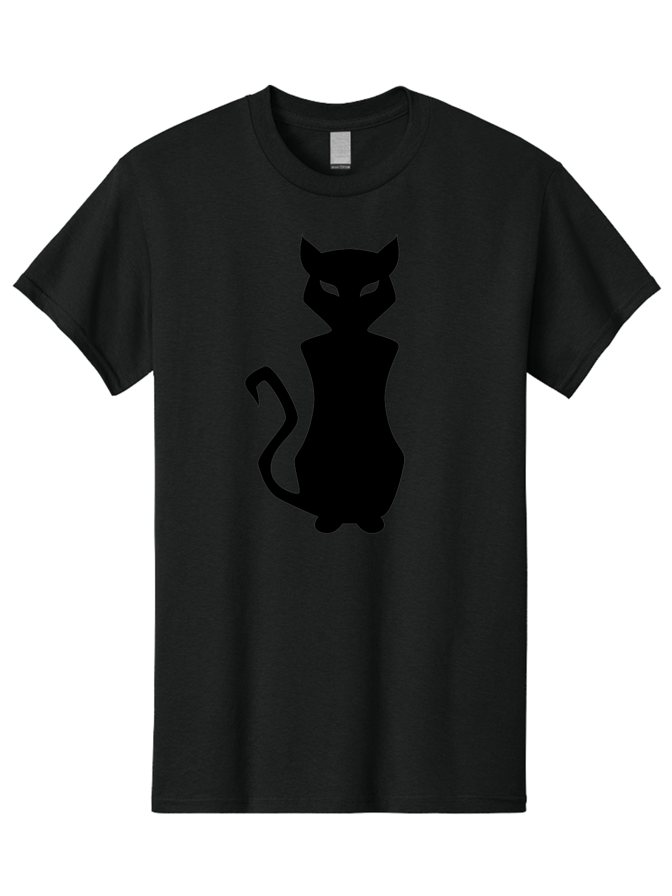 Cat-Silhouette Men'S Graphic Tee, 100% Cotton, Comfortable Casual Summer Wear, Machine Washable, Black Cat Silhouette, Glowy Eyes, Cat'S Paw On Face, Feline Figure, Mysterious Animal, Sleek Design, Glowing Green Eyes, Cat Shape Aab209 3