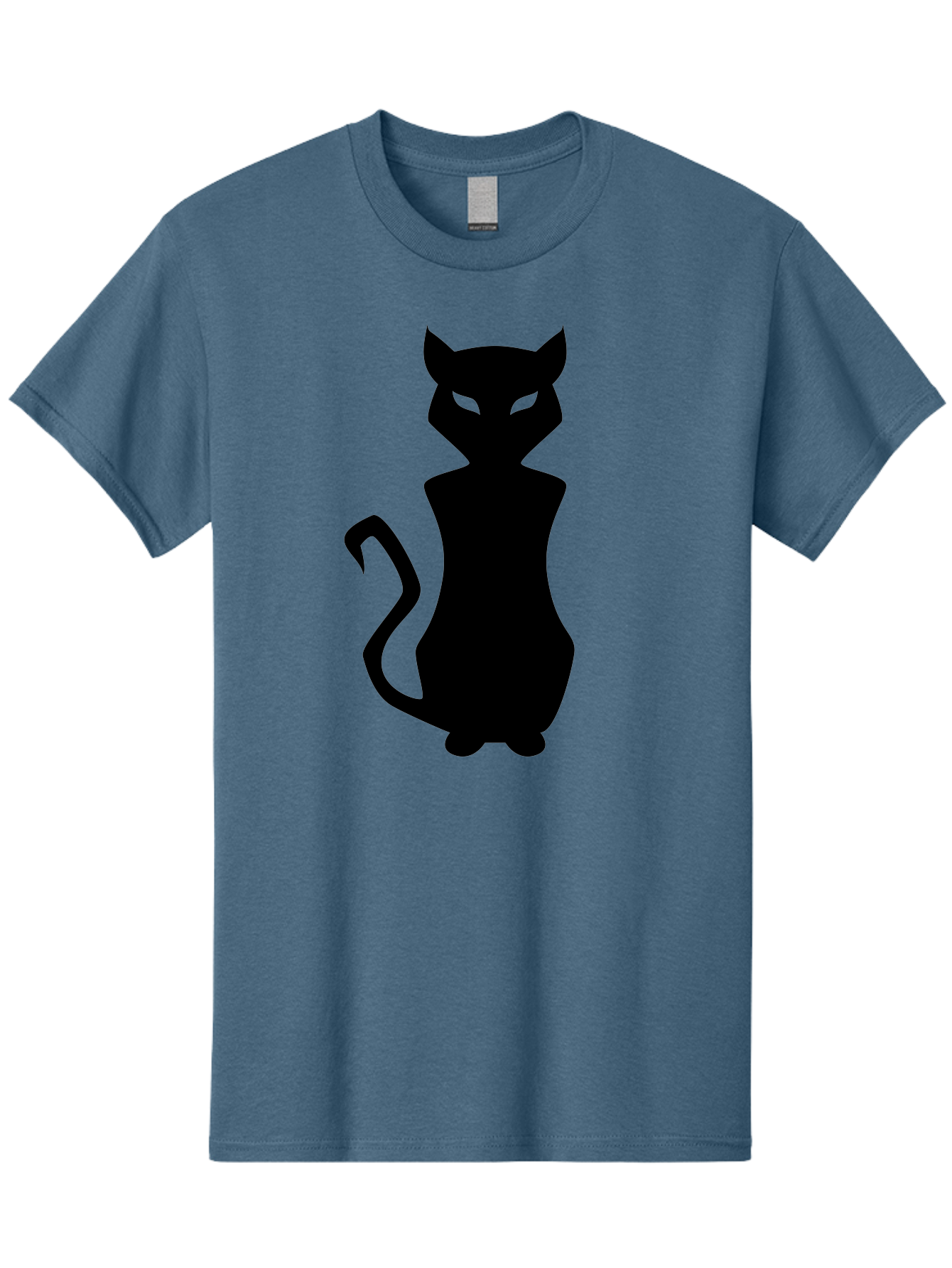Cat-Silhouette Men'S Graphic Tee, 100% Cotton, Comfortable Casual Summer Wear, Machine Washable, Black Cat Silhouette, Glowy Eyes, Cat'S Paw On Face, Feline Figure, Mysterious Animal, Sleek Design, Glowing Green Eyes, Cat Shape Aab209 23