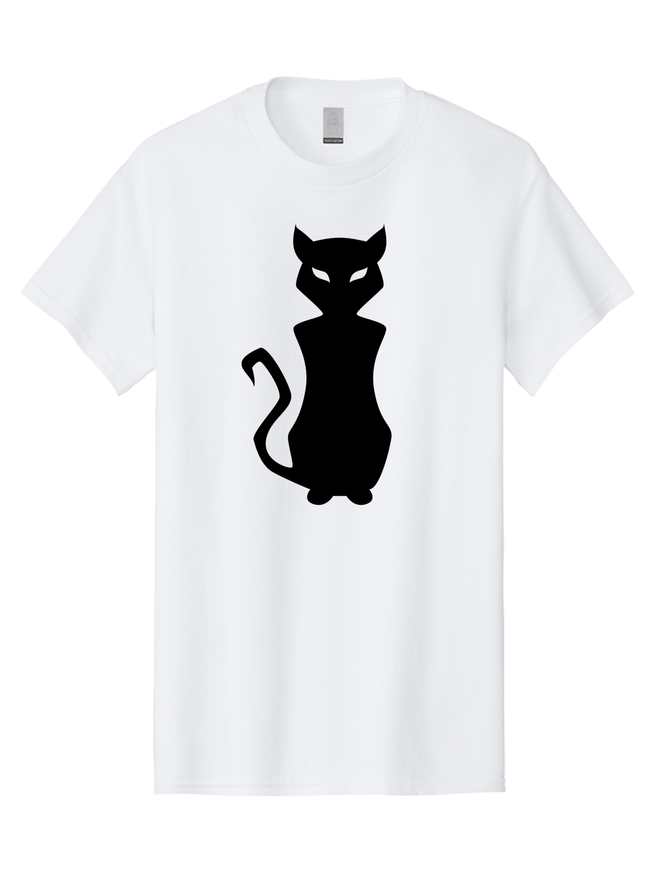 Cat-Silhouette Men'S Graphic Tee, 100% Cotton, Comfortable Casual Summer Wear, Machine Washable, Black Cat Silhouette, Glowy Eyes, Cat'S Paw On Face, Feline Figure, Mysterious Animal, Sleek Design, Glowing Green Eyes, Cat Shape Aab209 7