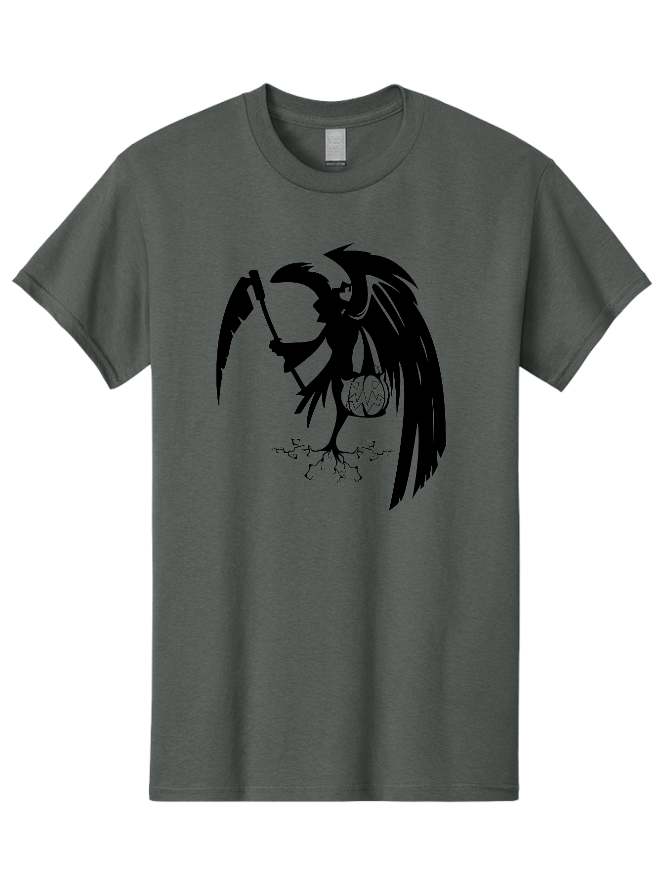 Crow-Grim-Reaper Men'S Graphic Tee, 100% Cotton, Comfortable Casual Summer Wear, Machine Washable, Bird With Scythe, Surreal Imagery, Abstract Art, Dark Symbolism, Mysterious Creature, Winged Figure, Eerie Atmosphere, Fantasy Illustration Aab210 3