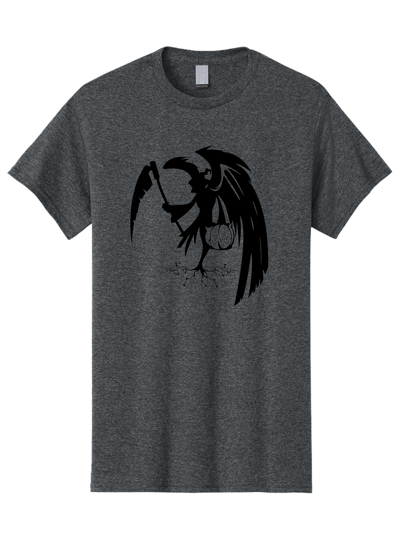 Crow-Grim-Reaper Men'S Graphic Tee, 100% Cotton, Comfortable Casual Summer Wear, Machine Washable, Bird With Scythe, Surreal Imagery, Abstract Art, Dark Symbolism, Mysterious Creature, Winged Figure, Eerie Atmosphere, Fantasy Illustration Aab210 5