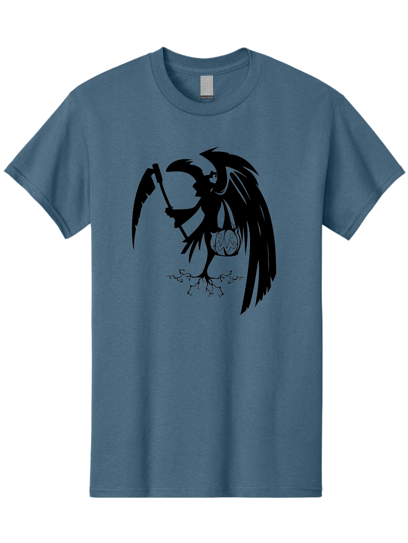 Crow-Grim-Reaper Men'S Graphic Tee, 100% Cotton, Comfortable Casual Summer Wear, Machine Washable, Bird With Scythe, Surreal Imagery, Abstract Art, Dark Symbolism, Mysterious Creature, Winged Figure, Eerie Atmosphere, Fantasy Illustration Aab210 15