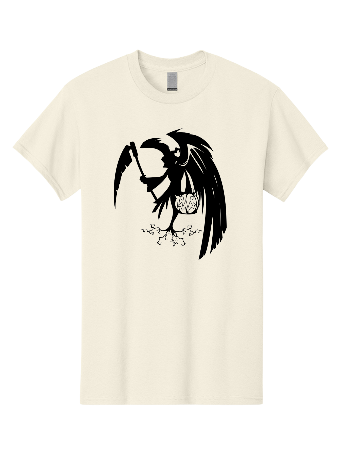 Crow-Grim-Reaper Men'S Graphic Tee, 100% Cotton, Comfortable Casual Summer Wear, Machine Washable, Bird With Scythe, Surreal Imagery, Abstract Art, Dark Symbolism, Mysterious Creature, Winged Figure, Eerie Atmosphere, Fantasy Illustration Aab210 29