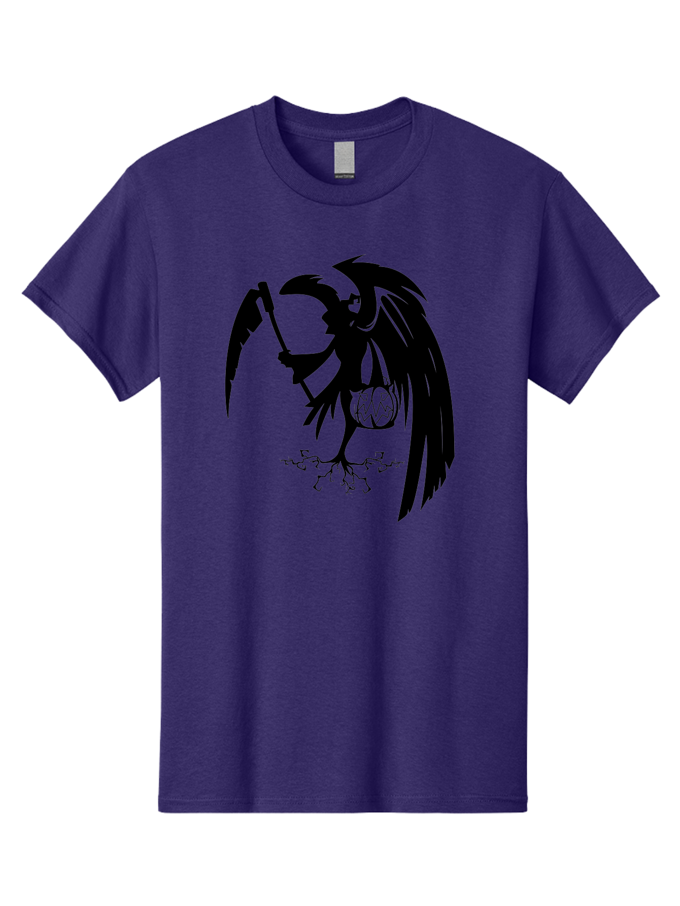 Crow-Grim-Reaper Men'S Graphic Tee, 100% Cotton, Comfortable Casual Summer Wear, Machine Washable, Bird With Scythe, Surreal Imagery, Abstract Art, Dark Symbolism, Mysterious Creature, Winged Figure, Eerie Atmosphere, Fantasy Illustration Aab210 21