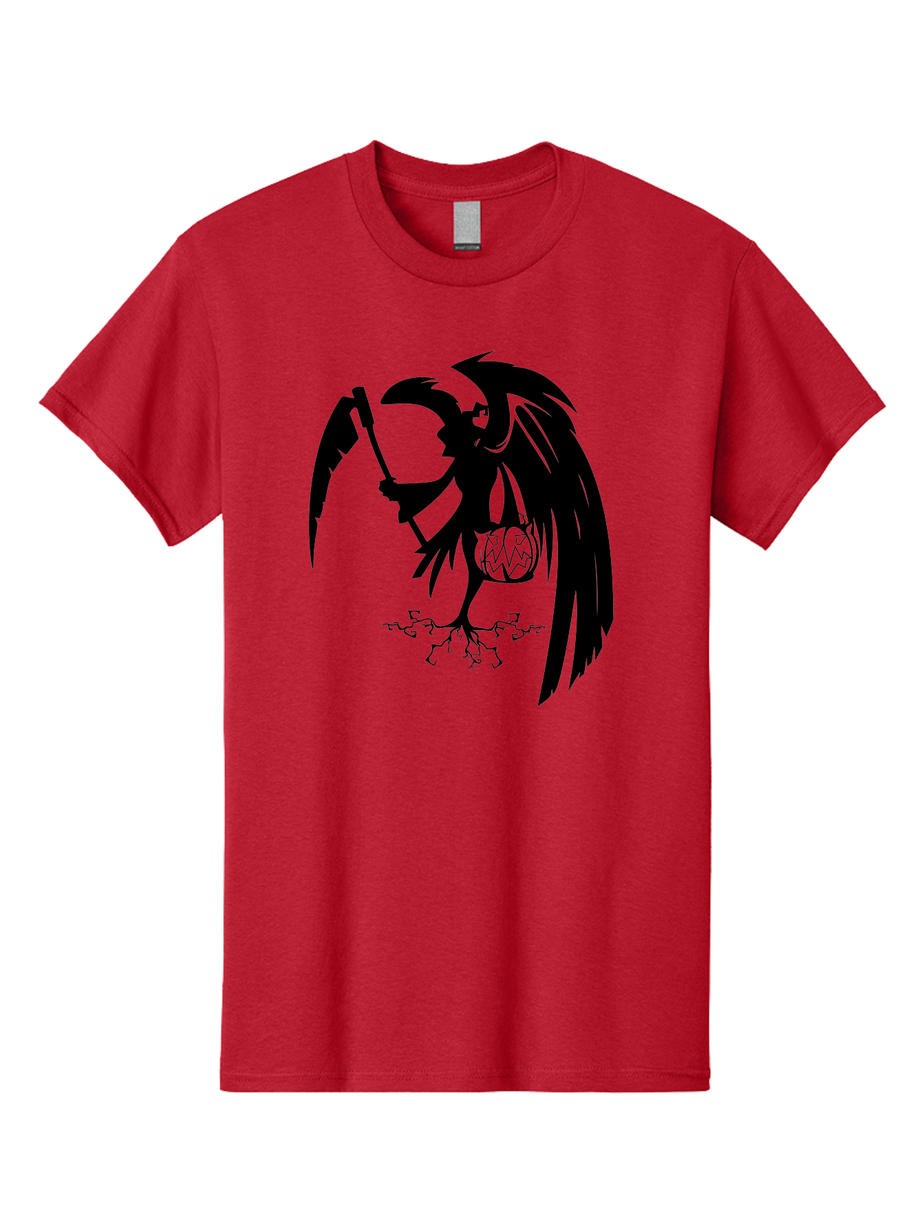Crow-Grim-Reaper Men'S Graphic Tee, 100% Cotton, Comfortable Casual Summer Wear, Machine Washable, Bird With Scythe, Surreal Imagery, Abstract Art, Dark Symbolism, Mysterious Creature, Winged Figure, Eerie Atmosphere, Fantasy Illustration Aab210 13