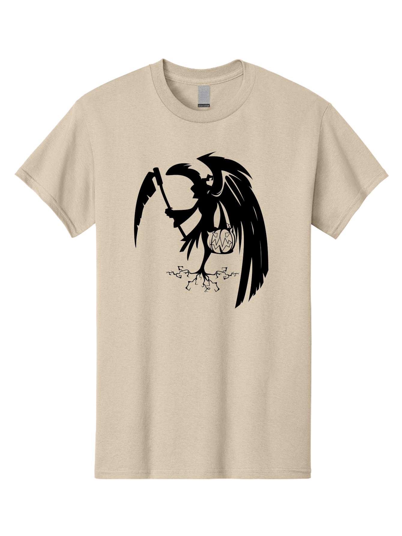 Crow-Grim-Reaper Men'S Graphic Tee, 100% Cotton, Comfortable Casual Summer Wear, Machine Washable, Bird With Scythe, Surreal Imagery, Abstract Art, Dark Symbolism, Mysterious Creature, Winged Figure, Eerie Atmosphere, Fantasy Illustration Aab210 17