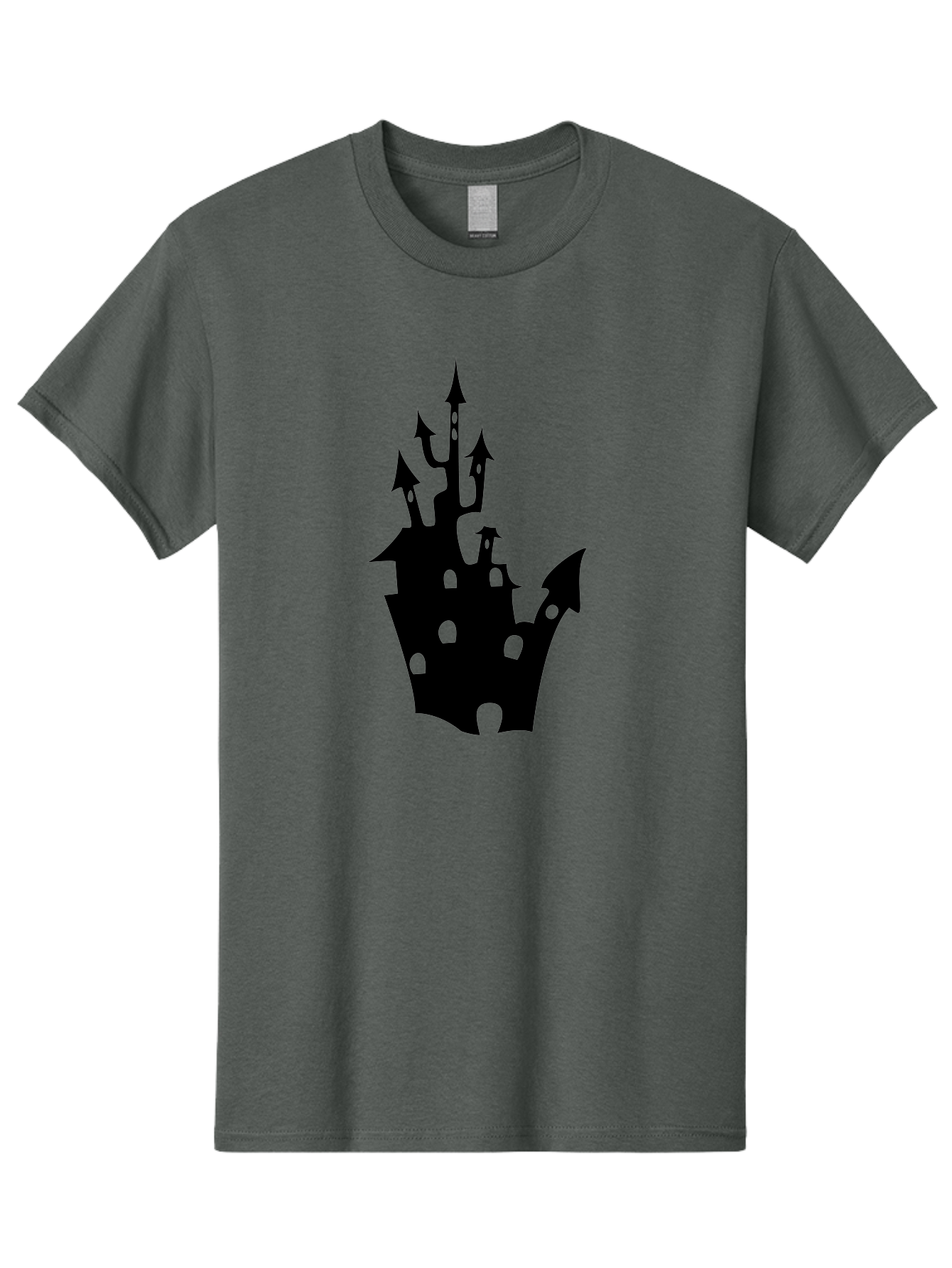 Crown-Castle Men'S Graphic Tee, 100% Cotton, Comfortable Casual Summer Wear, Machine Washable, Crown Shaped Castle, Medieval Architecture, Fantasy Design, Regal Crown, Mysterious Silhouette, Eerie Atmosphere, Dark Fantasy, Gothic Style Aab211 3
