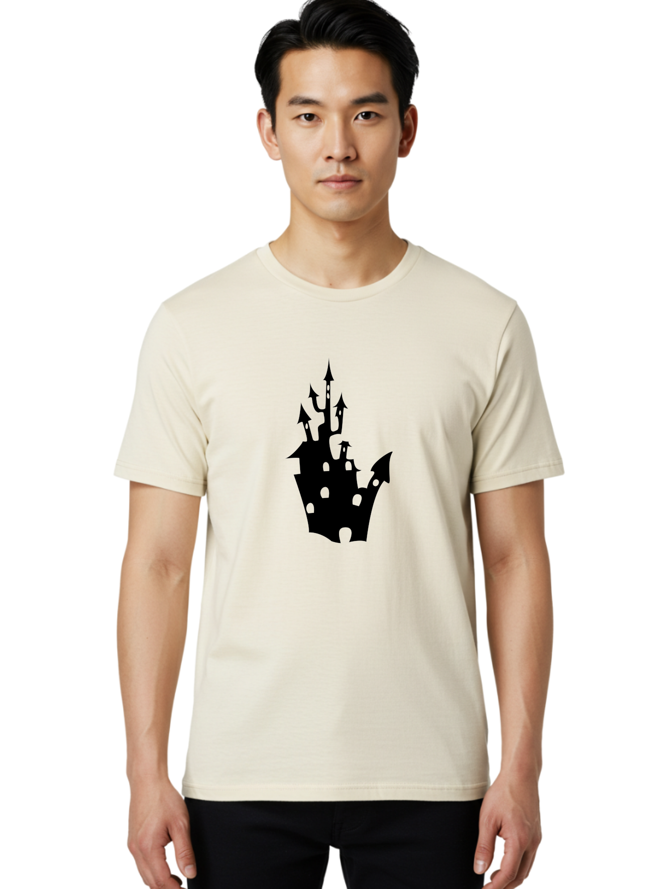 Crown-Castle Men'S Graphic Tee, 100% Cotton, Comfortable Casual Summer Wear, Machine Washable, Crown Shaped Castle, Medieval Architecture, Fantasy Design, Regal Crown, Mysterious Silhouette, Eerie Atmosphere, Dark Fantasy, Gothic Style Aab211 18