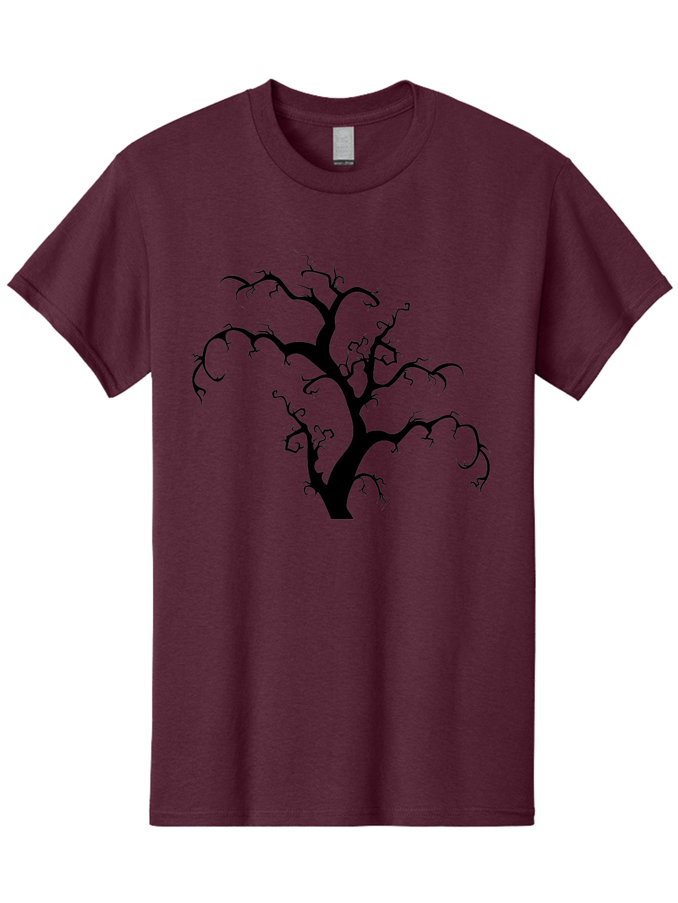 Dead-Tree-Silhouette Men'S Graphic Tee, 100% Cotton, Comfortable Casual Summer Wear, Machine Washable, Dead Tree Silhouette, Barren Branches, Spooky Atmosphere, Gothic Art, Mysterious, Haunting, Twisted, Eerie Aab213 13