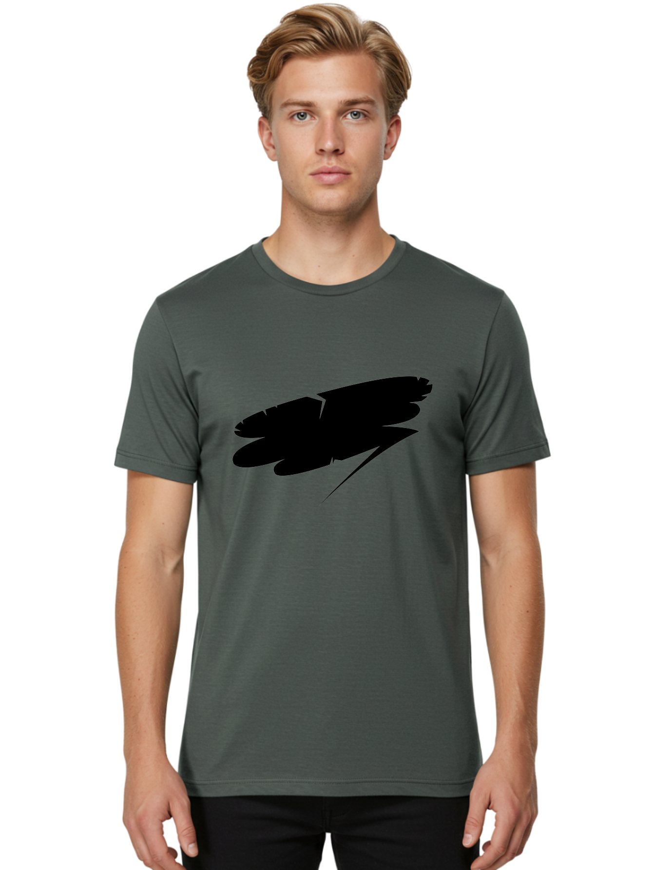 Feather-Silhouette Men'S Graphic Tee, 100% Cotton, Comfortable Casual Summer Wear, Machine Washable, Feather Silhouette, Black Feather, Minimalist Design, Simple Graphics, Bold Shapes, Graphic Elements, Abstract Art Aab214 4