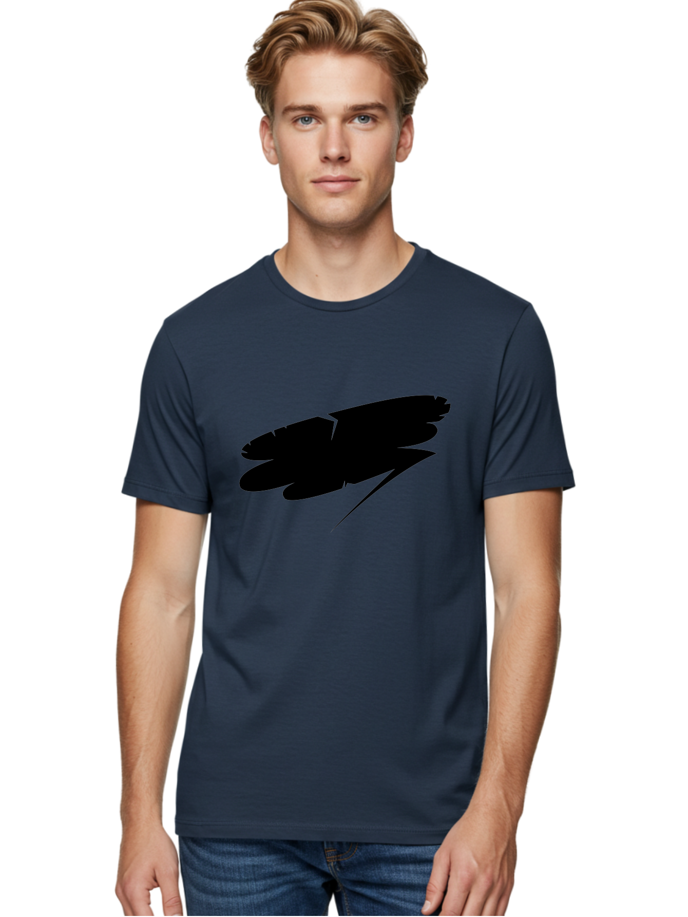 Feather-Silhouette Men'S Graphic Tee, 100% Cotton, Comfortable Casual Summer Wear, Machine Washable, Feather Silhouette, Black Feather, Minimalist Design, Simple Graphics, Bold Shapes, Graphic Elements, Abstract Art Aab214 20