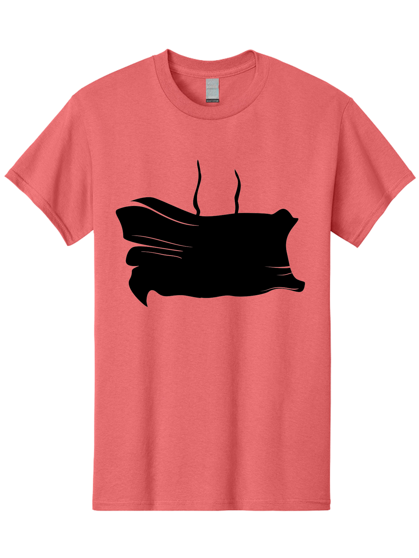 Fish-Silhouette Men'S Graphic Tee, 100% Cotton, Comfortable Casual Summer Wear, Machine Washable, Black Smear, Abstract Art, Brush Stroke, Artistic Expression, Creative Design, Modern Art, Hand Drawn, Digital Art Aab215 5