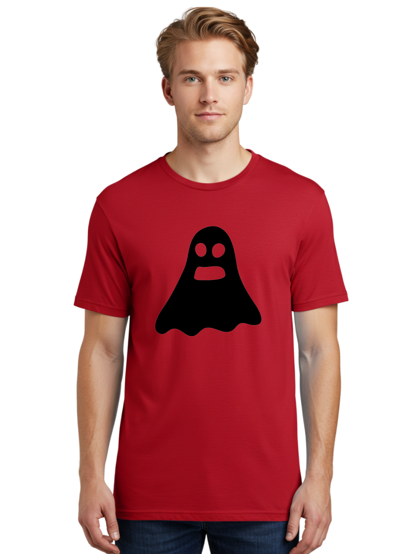 Ghost Men'S Graphic Tee, 100% Cotton, Comfortable Casual Summer Wear, Machine Washable, Ghost Character, Cartoon Style, Spooky Atmosphere, Simple Design, Bold Silhouette, Creepy Face, Halloween Theme, Paranormal Activity Aab218 24