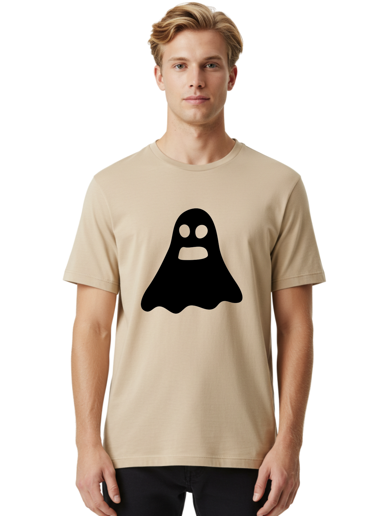 Ghost Men'S Graphic Tee, 100% Cotton, Comfortable Casual Summer Wear, Machine Washable, Ghost Character, Cartoon Style, Spooky Atmosphere, Simple Design, Bold Silhouette, Creepy Face, Halloween Theme, Paranormal Activity Aab218 28