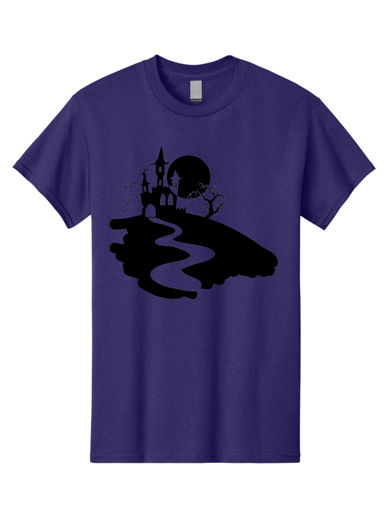 Hand-Holding-Haunted-Mansion Men'S Graphic Tee, 100% Cotton, Comfortable Casual Summer Wear, Machine Washable, Haunted Castle, Spooky Atmosphere, Witching Hour, Full Moon, Creepy Tree, Winding Path, Mystical Ambiance, Gothic Architecture, Aab220 21