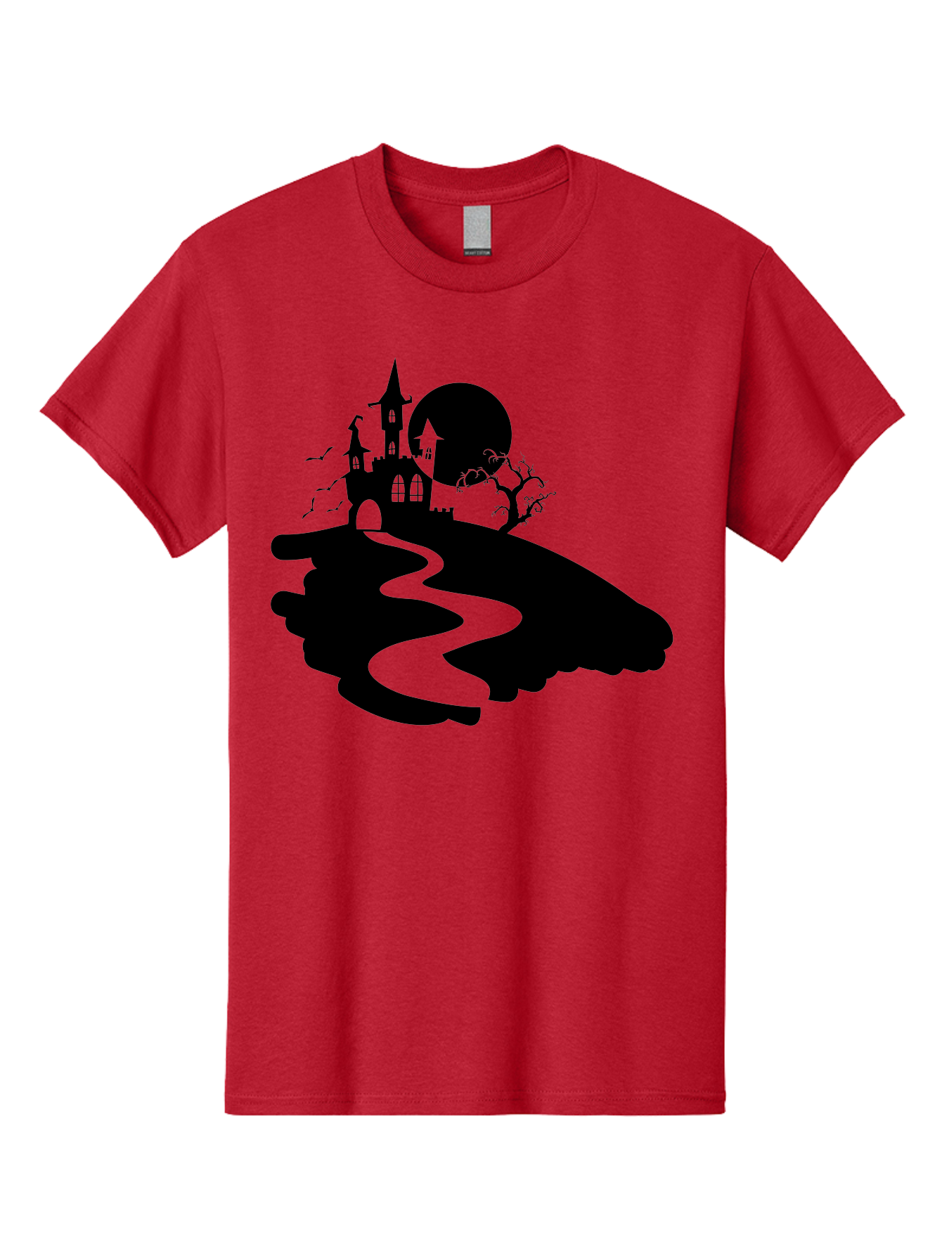 Hand-Holding-Haunted-Mansion Men'S Graphic Tee, 100% Cotton, Comfortable Casual Summer Wear, Machine Washable, Haunted Castle, Spooky Atmosphere, Witching Hour, Full Moon, Creepy Tree, Winding Path, Mystical Ambiance, Gothic Architecture, Aab220 23