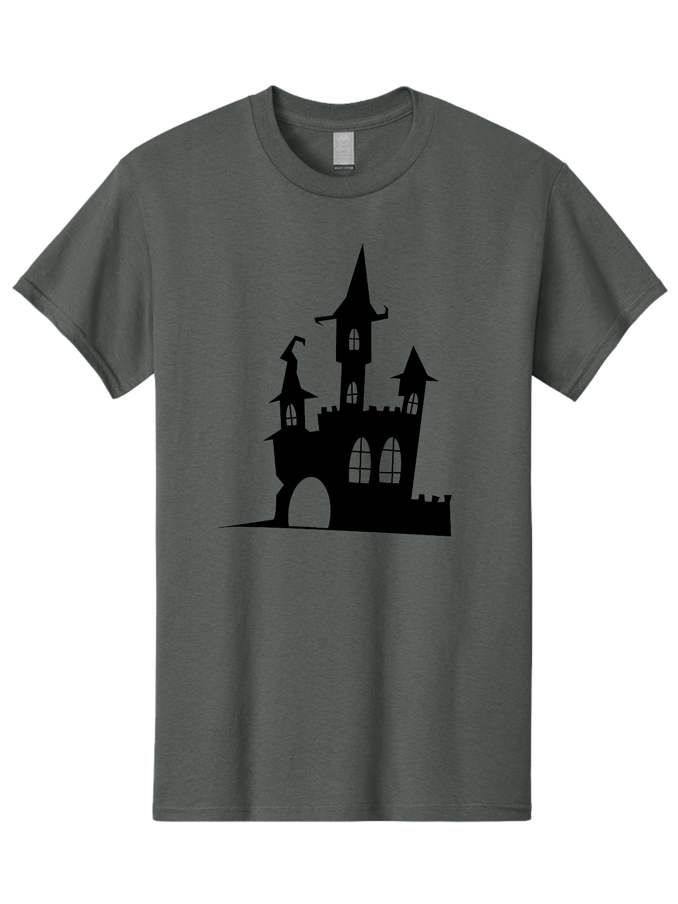 Haunted-Castle Men'S Graphic Tee, 100% Cotton, Comfortable Casual Summer Wear, Machine Washable, Haunted Castle, Spooky Atmosphere, Gothic Architecture, Mysterious Vibe, Fantasy World, Dark Magic, Witch'S Lair, Haunted Mansion, Eerie Feeling Aab222 3