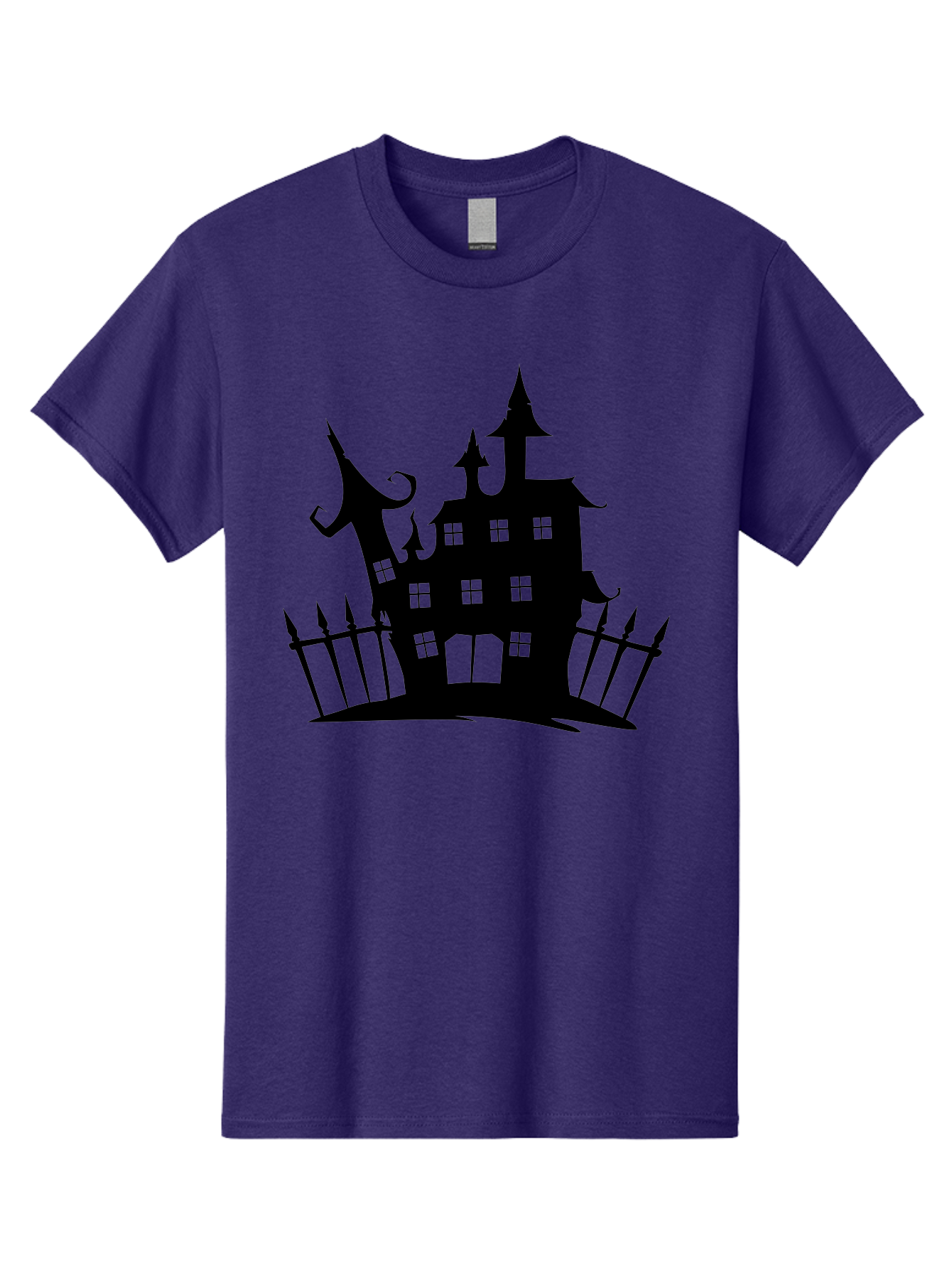 Haunted-House-1 Men'S Graphic Tee, 100% Cotton, Comfortable Casual Summer Wear, Machine Washable, Haunted Mansion, Creepy House, Horror Theme, Spooky Atmosphere, Gothic Architecture, Haunted Location, Eerie Vibe, Black Silhouette Aab223 15