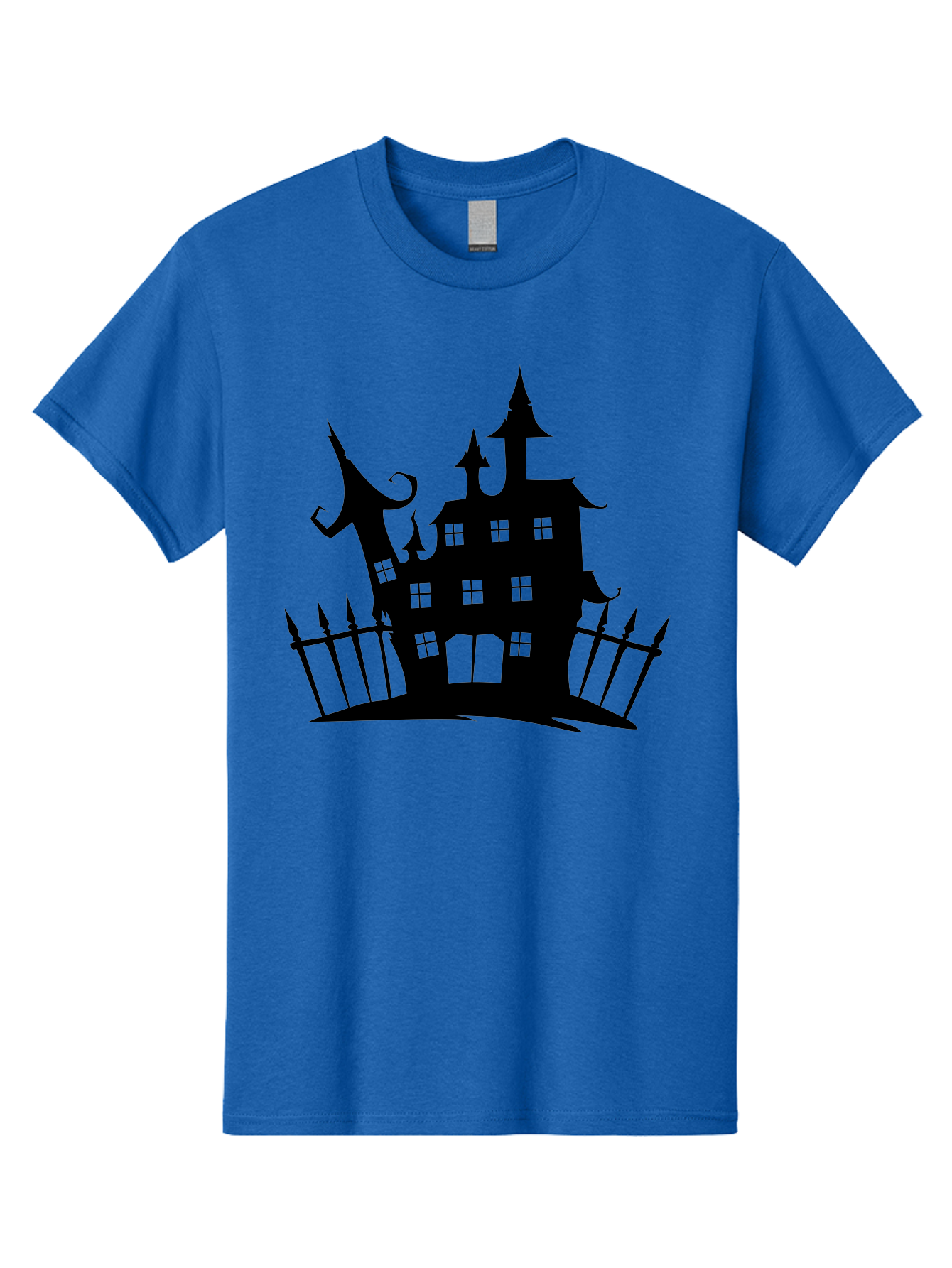 Haunted-House-1 Men'S Graphic Tee, 100% Cotton, Comfortable Casual Summer Wear, Machine Washable, Haunted Mansion, Creepy House, Horror Theme, Spooky Atmosphere, Gothic Architecture, Haunted Location, Eerie Vibe, Black Silhouette Aab223 27