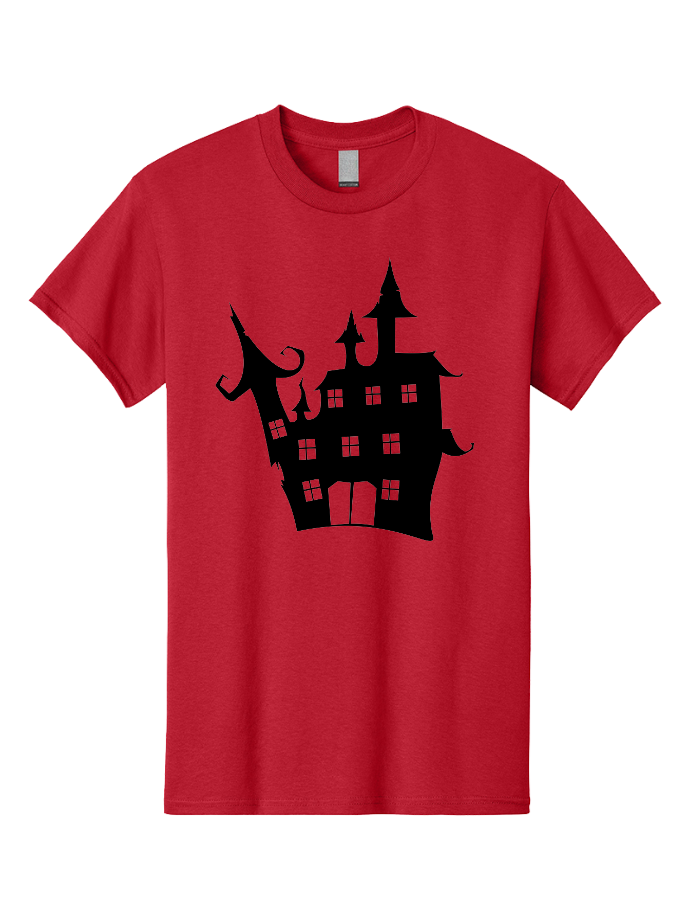 Haunted-House-Silhouette-2 Men'S Graphic Tee, 100% Cotton, Comfortable Casual Summer Wear, Machine Washable, Haunted House, Spooky Atmosphere, Gothic Architecture, Mysterious Mansion, Eerie Silhouette, Halloween Decor Aab225 23