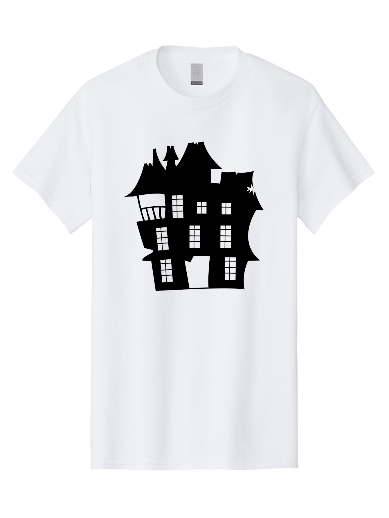 Haunted-House-Silhouette Men'S Graphic Tee, 100% Cotton, Comfortable Casual Summer Wear, Machine Washable, Haunted Mansion, Spooky Silhouette, Eerie Architecture, Creepy House, Haunted Building, Dark Atmosphere, Gothic Style, Mysterious Home Aab226 29